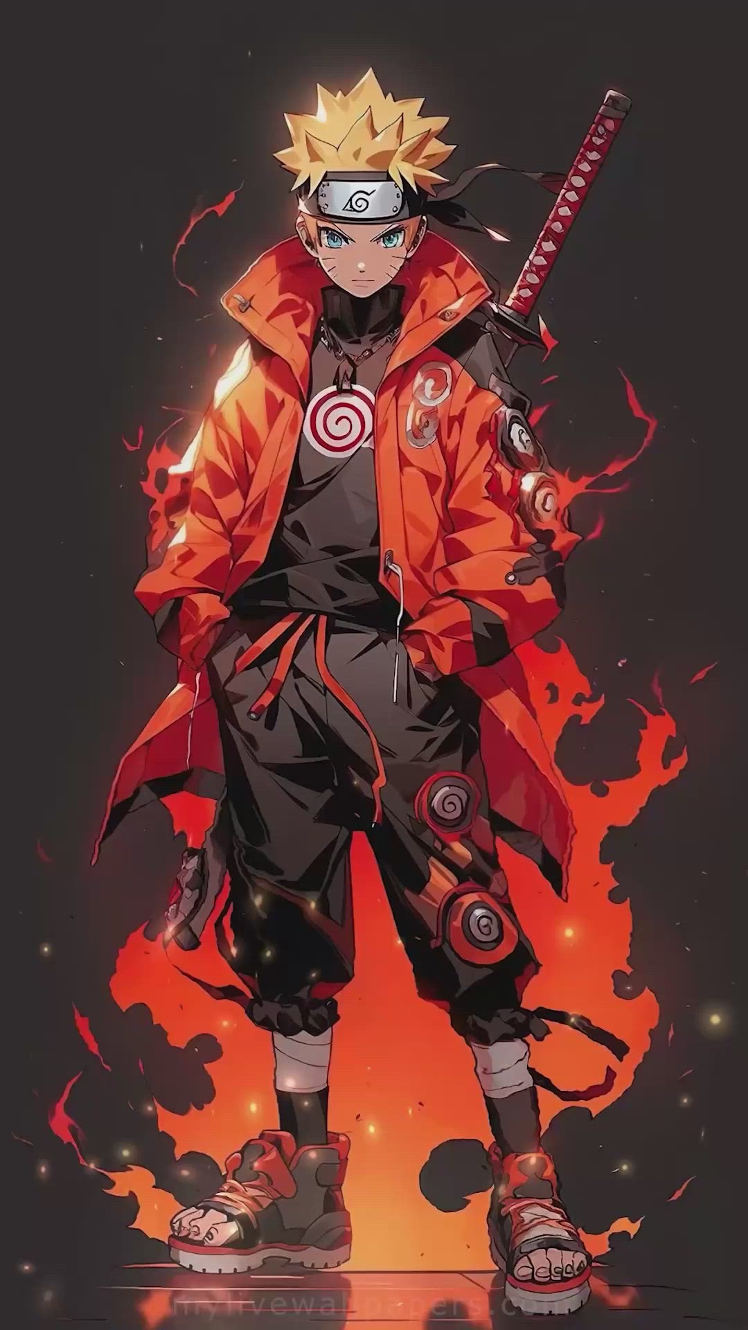 Narutos Fiery Stance Uzumaki in Motion Sh Download Wallpapers