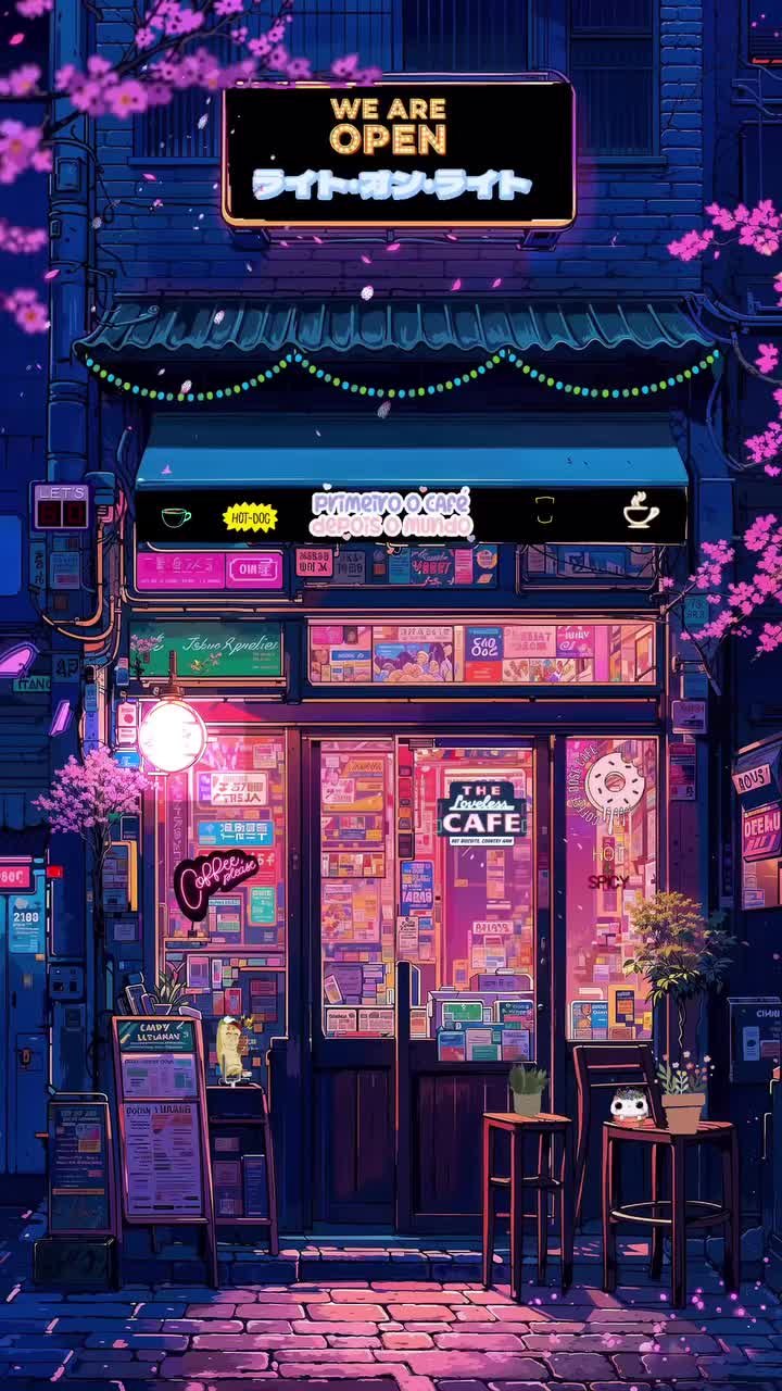Neon Bistro Alley Glow Download Wallpapers