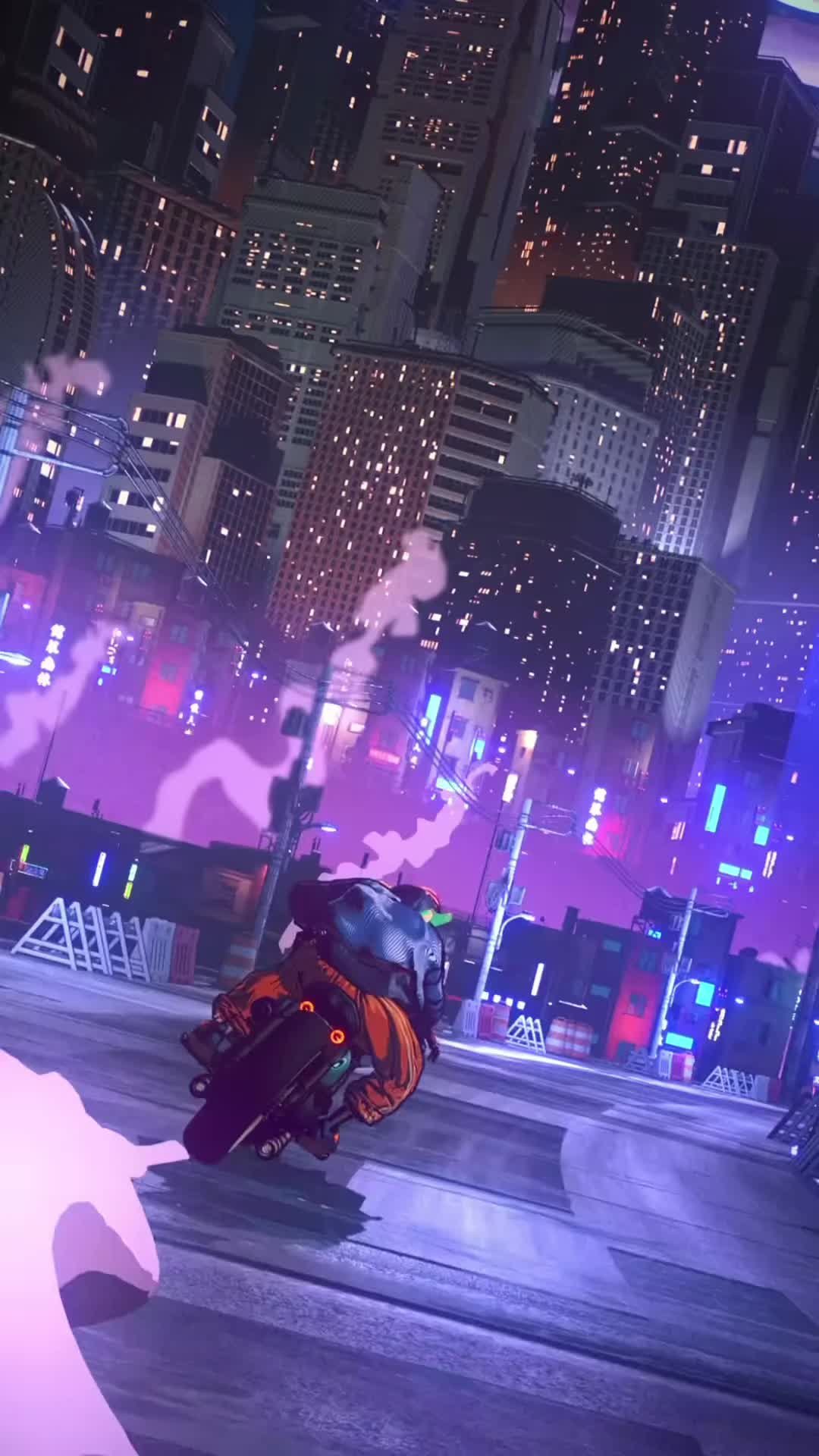 Neon Rider in Cyber City Glow Download Wallpapers