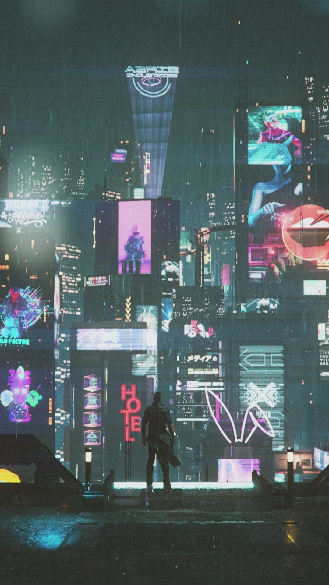 Neon City Silhouette Download Wallpapers