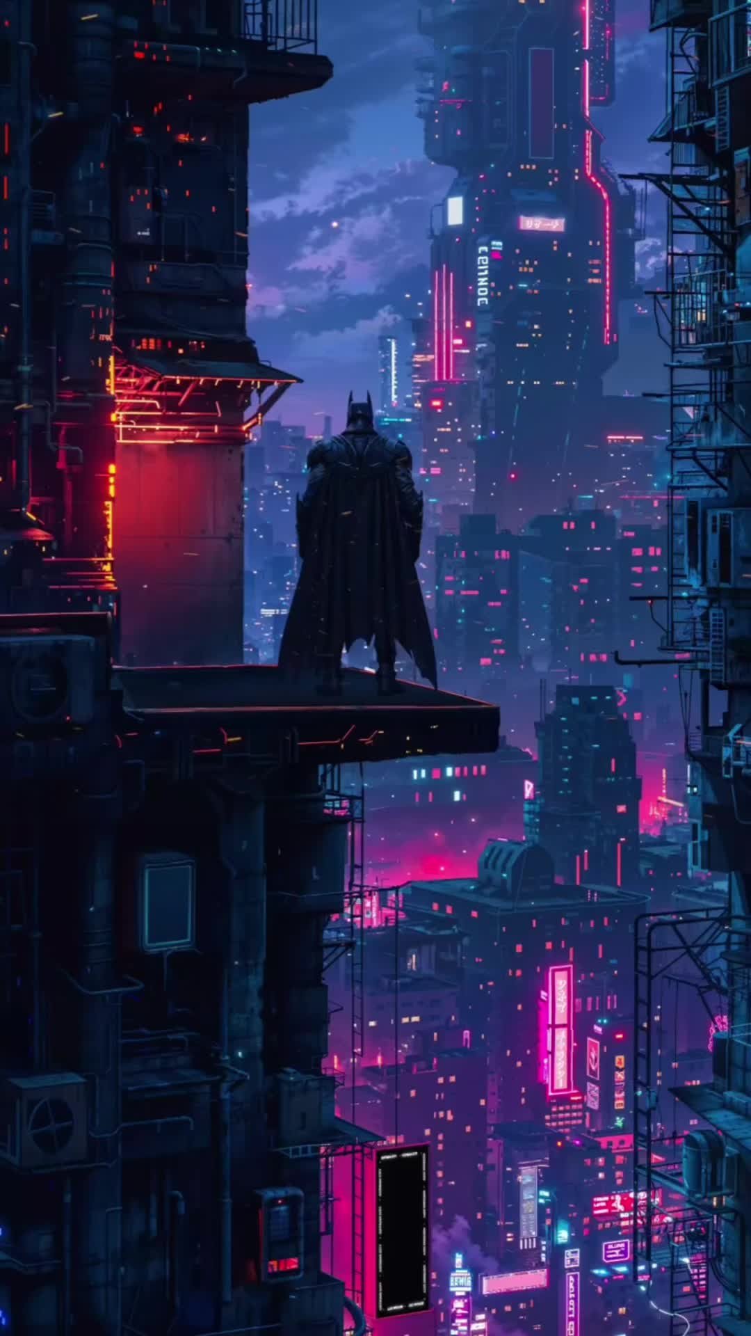 Silent Sentinel in Neon Glow Download Wallpapers