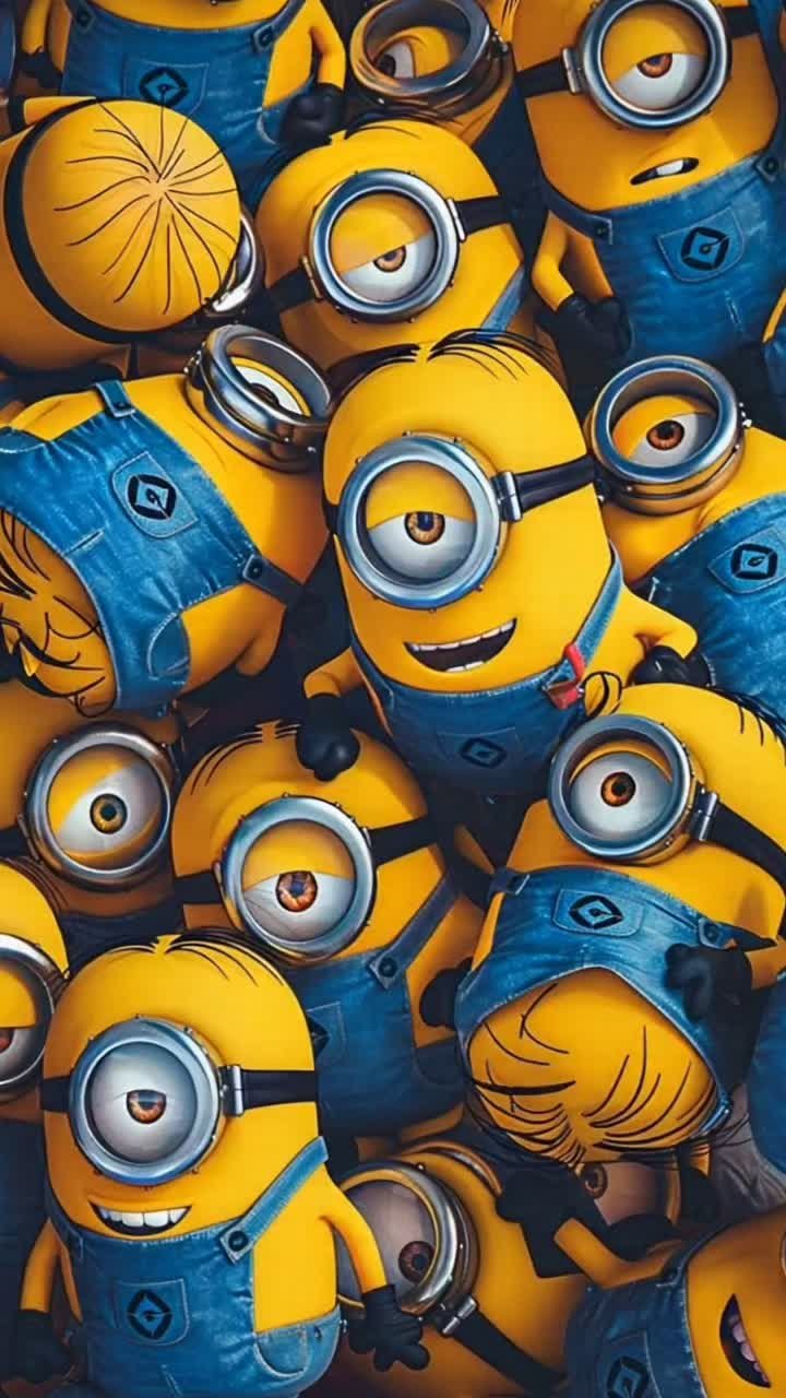 Vibrant Minion Duo in Yellow and Blue Download Wallpapers