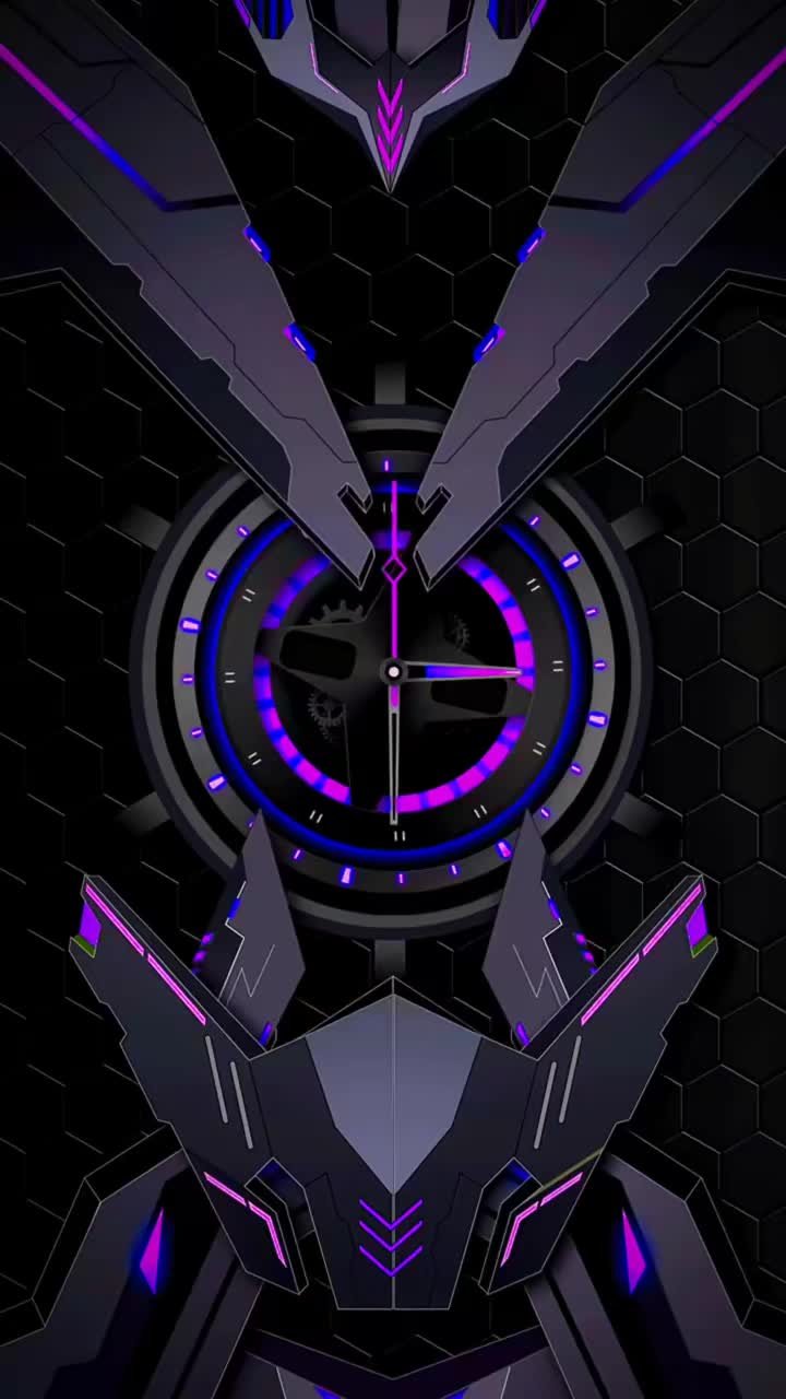 Futuristic Purple Clock Glow Download Wallpapers