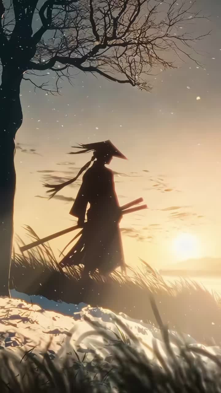 Lone Wanderer in Snowscape Download Wallpapers