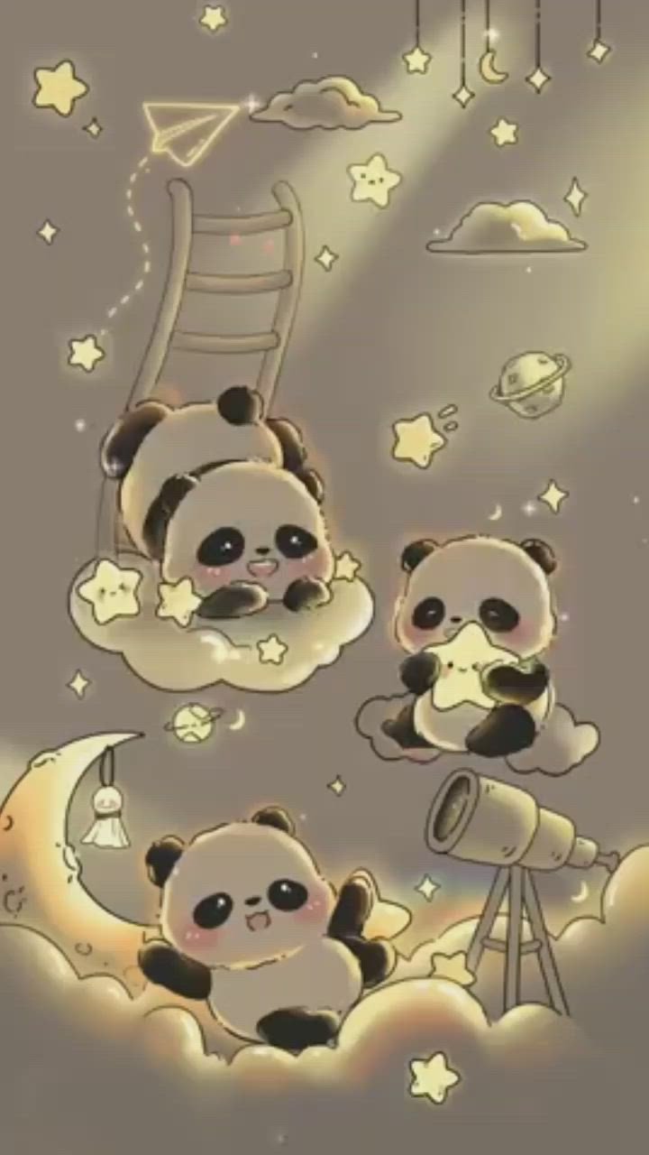 Moonlit Panda Duo Download Wallpapers