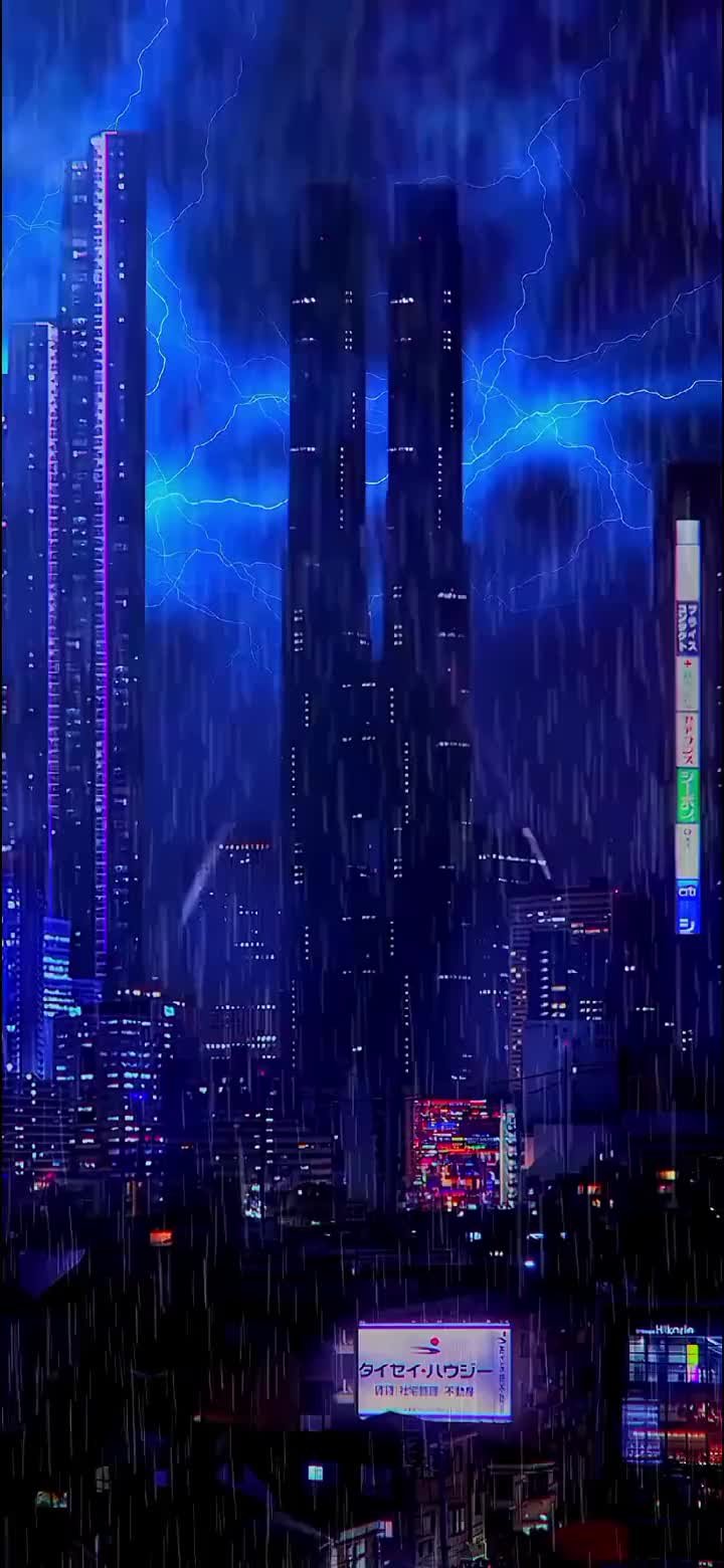 Neon Skyline Storm Surge Download Wallpapers