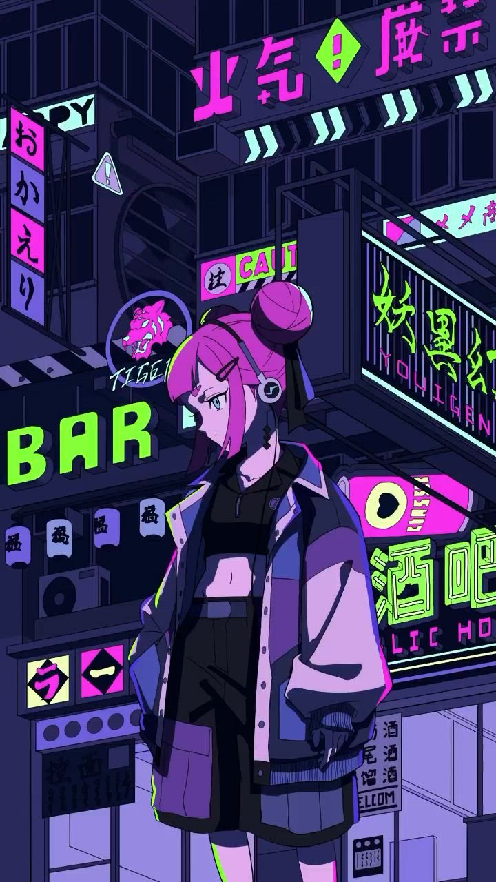 Neon Glow Amidst Urban Shadows Download Wallpapers