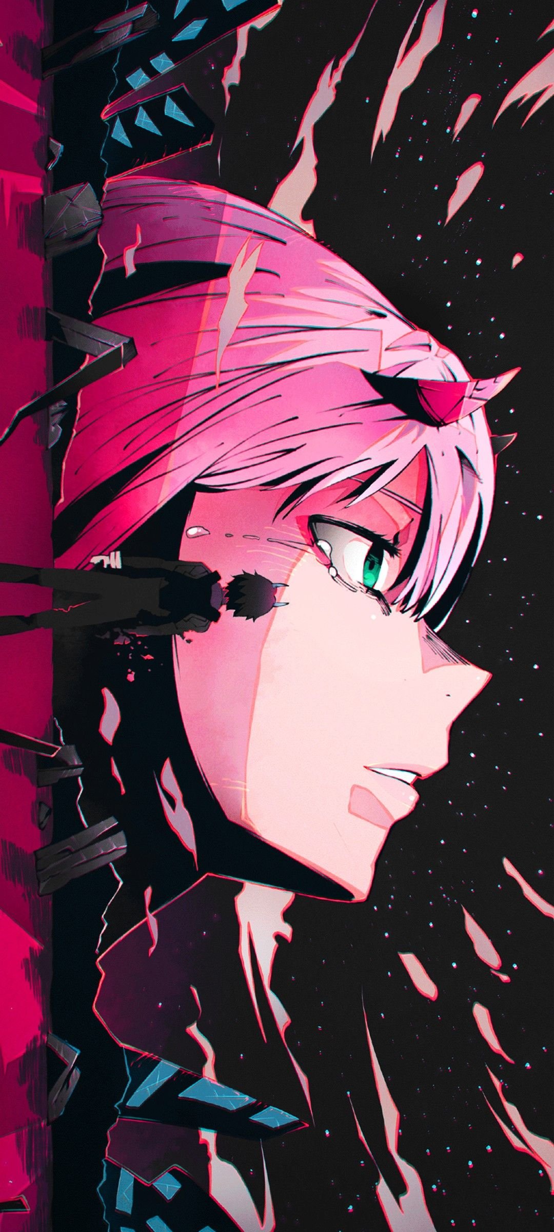 ZeroTwo Neon Aesthetic Art Download Wallpapers