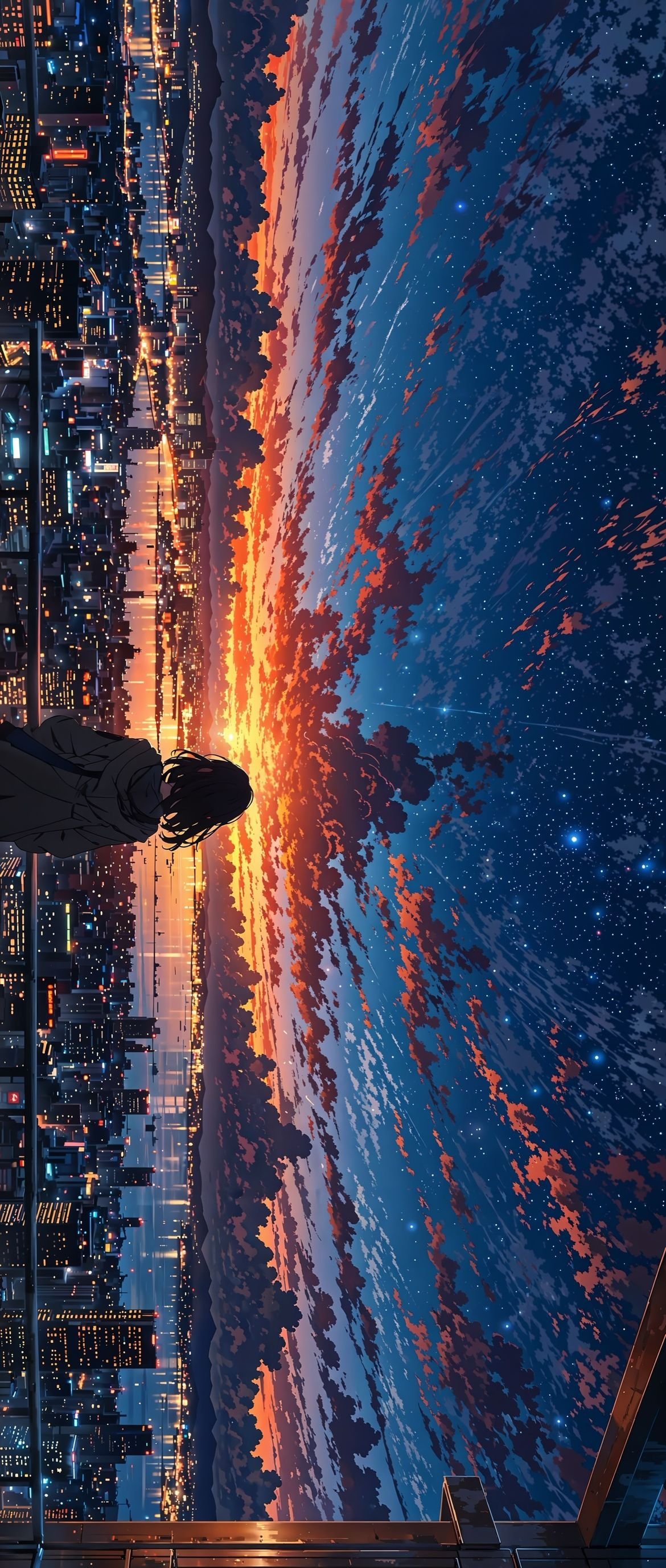 Cityscape Glow with Ocean View Download Wallpapers