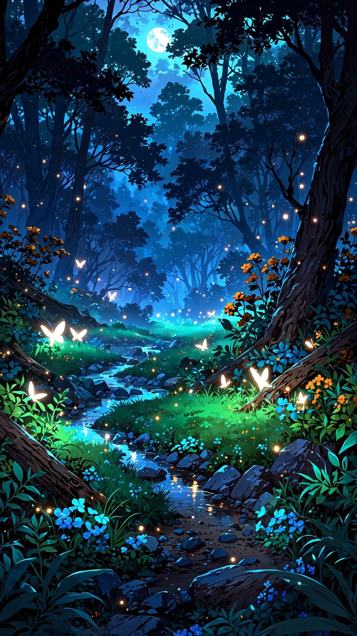 Enchanted Forest Fireflies Glow Download Wallpapers