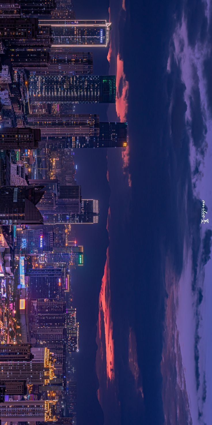 Neon Skyline Aerial Glow Download Wallpapers