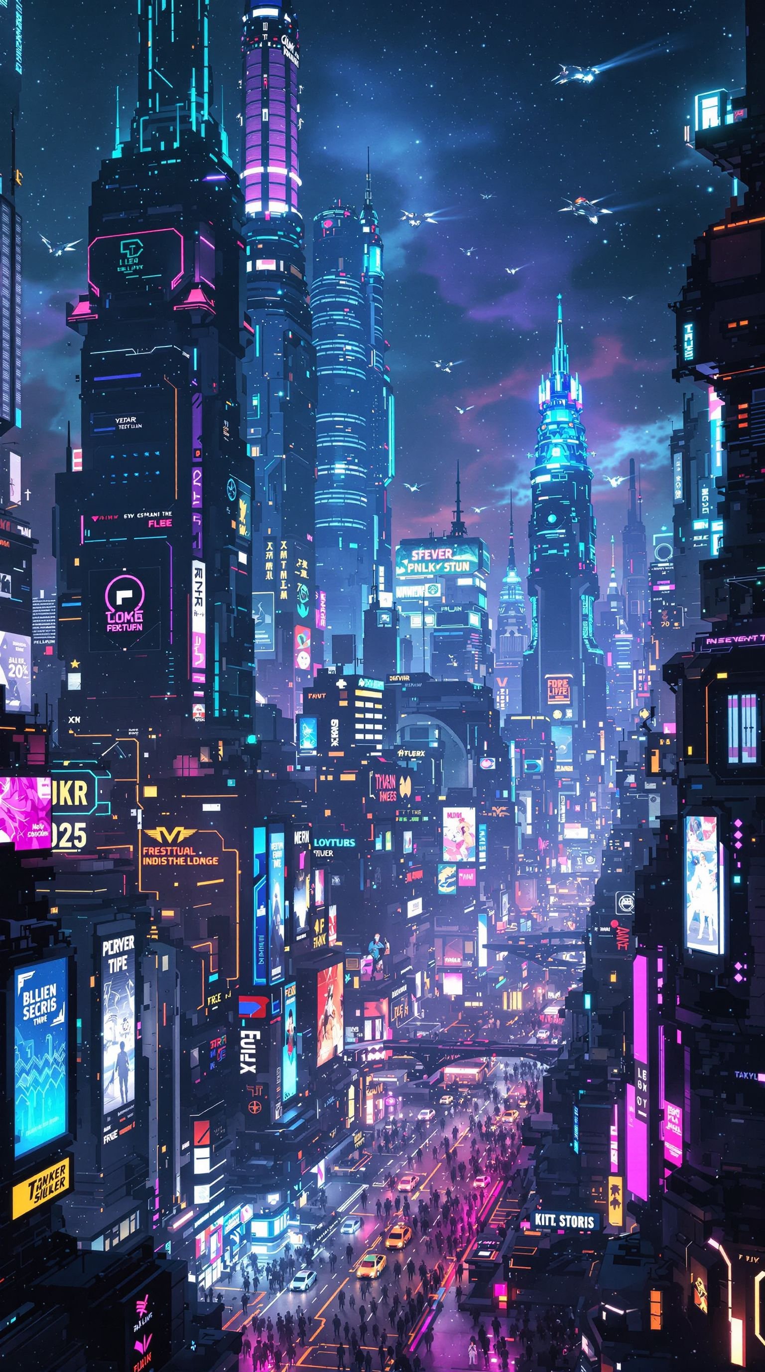 Neon Cityscape Night Glow Download Wallpapers