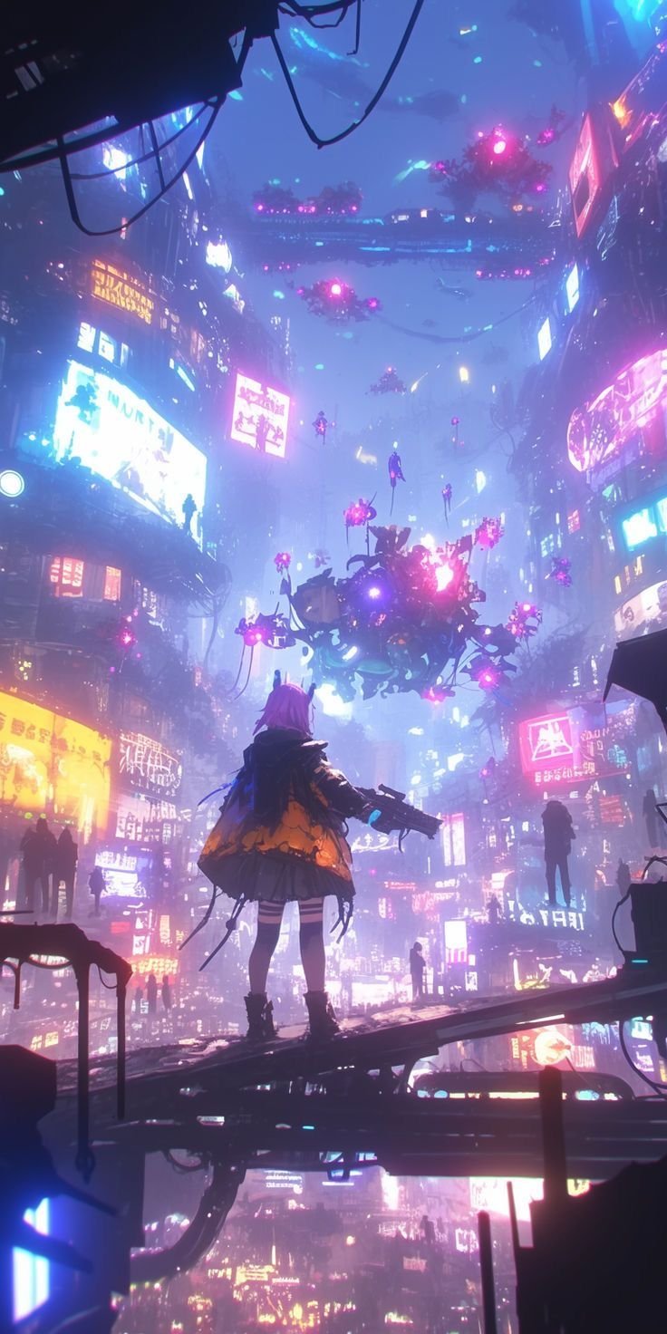 Neon Cyberpunk Cityscape Glow Download Wallpapers