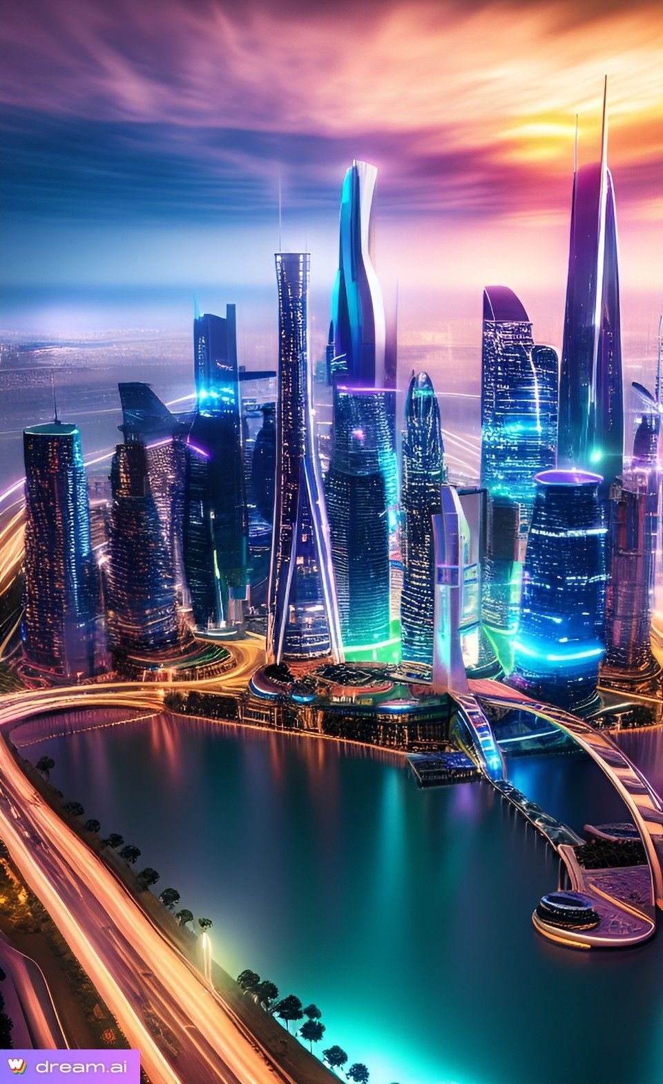 Neon Skylines Aerial Glow Download Wallpapers