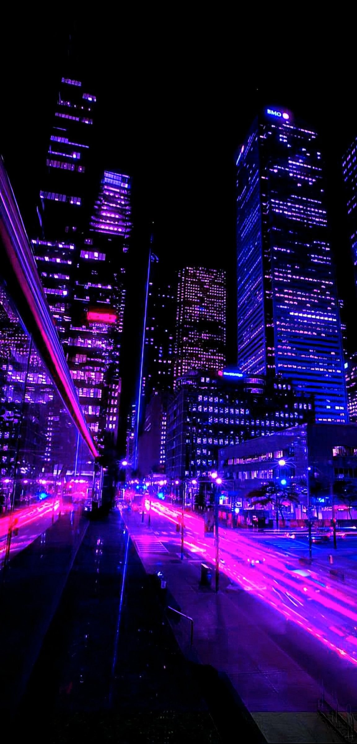 Neon City Purple Glow Download Wallpapers