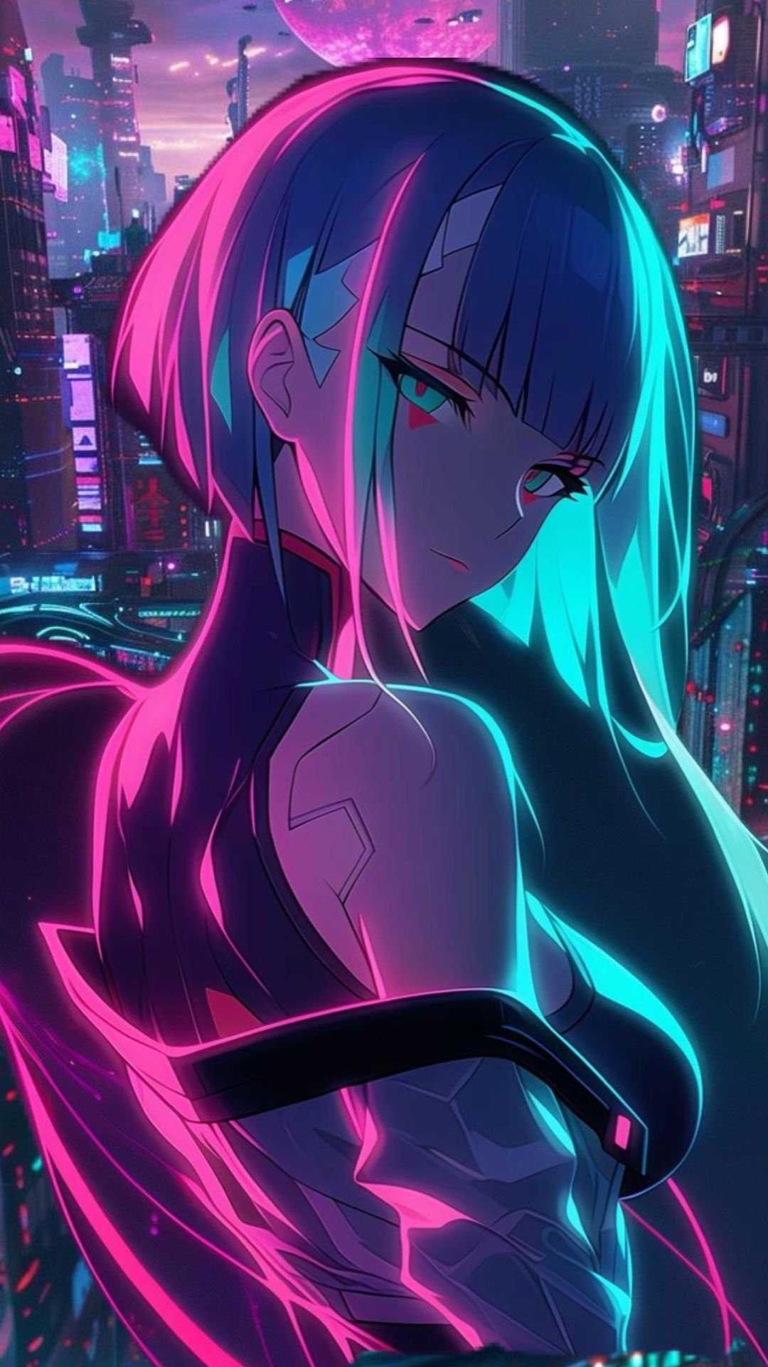 Neon Skyline Cyberpunk Scene Download Wallpapers
