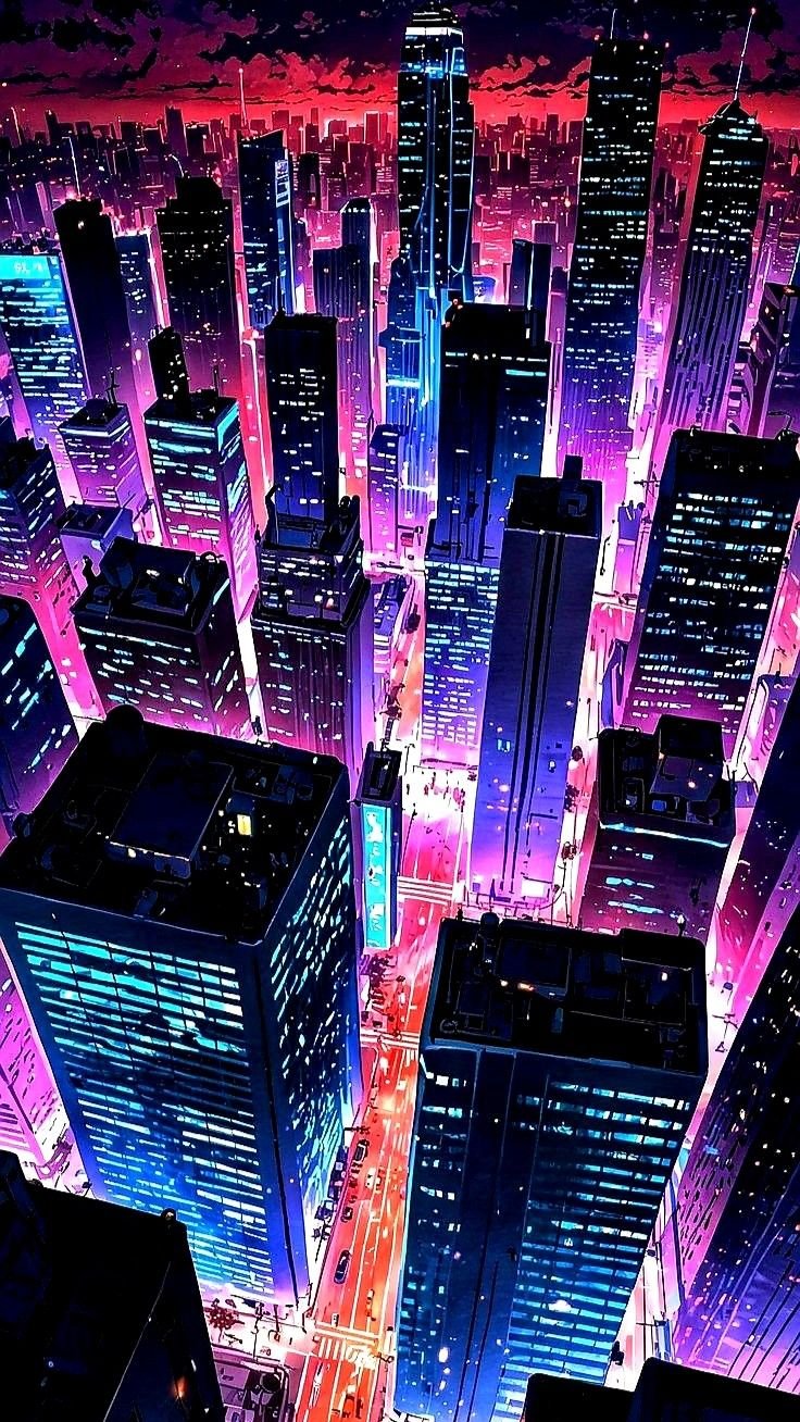 Neon Skylines in Cyberpunk Night Download Wallpapers