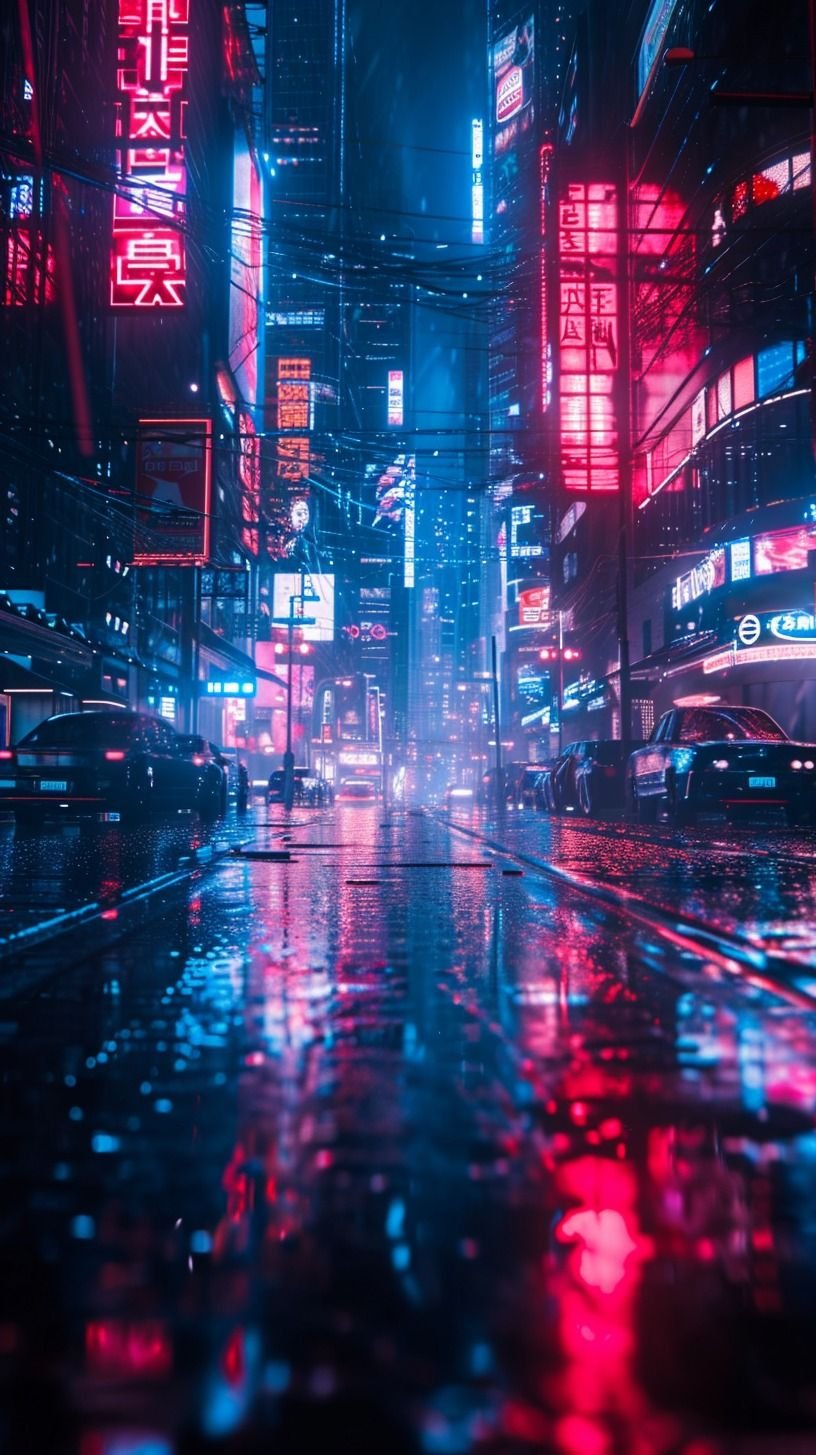 Neon Skyline Cyberpunk Cityscape Download Wallpapers