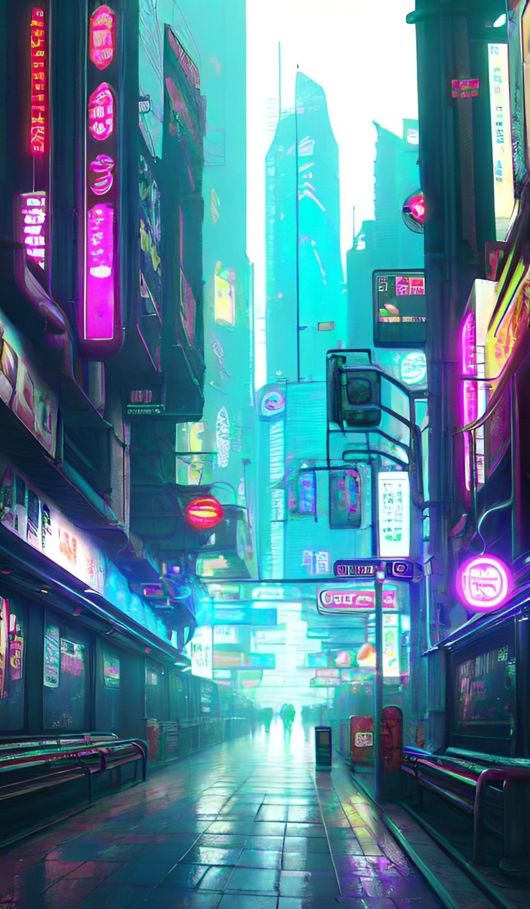 Neon Skyline Cyberpunk Art Download Wallpapers
