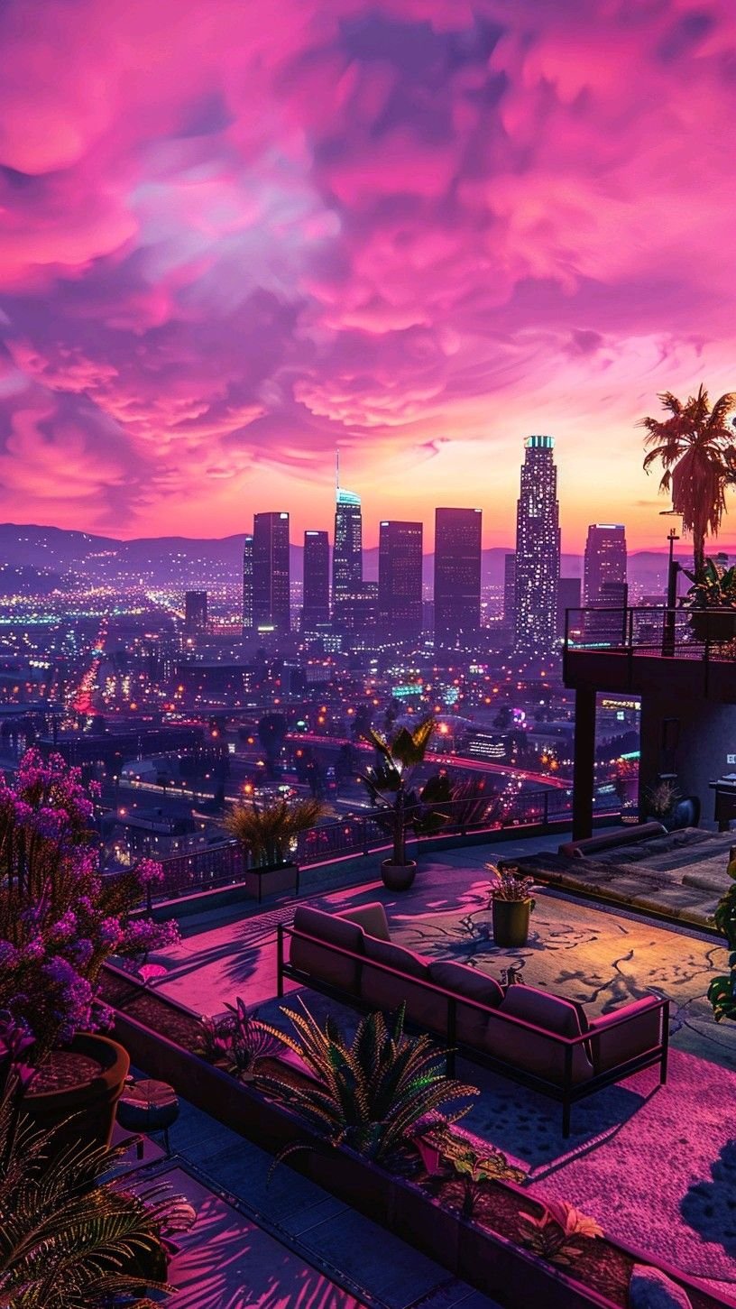 Neon City Skyline Glow Download Wallpapers