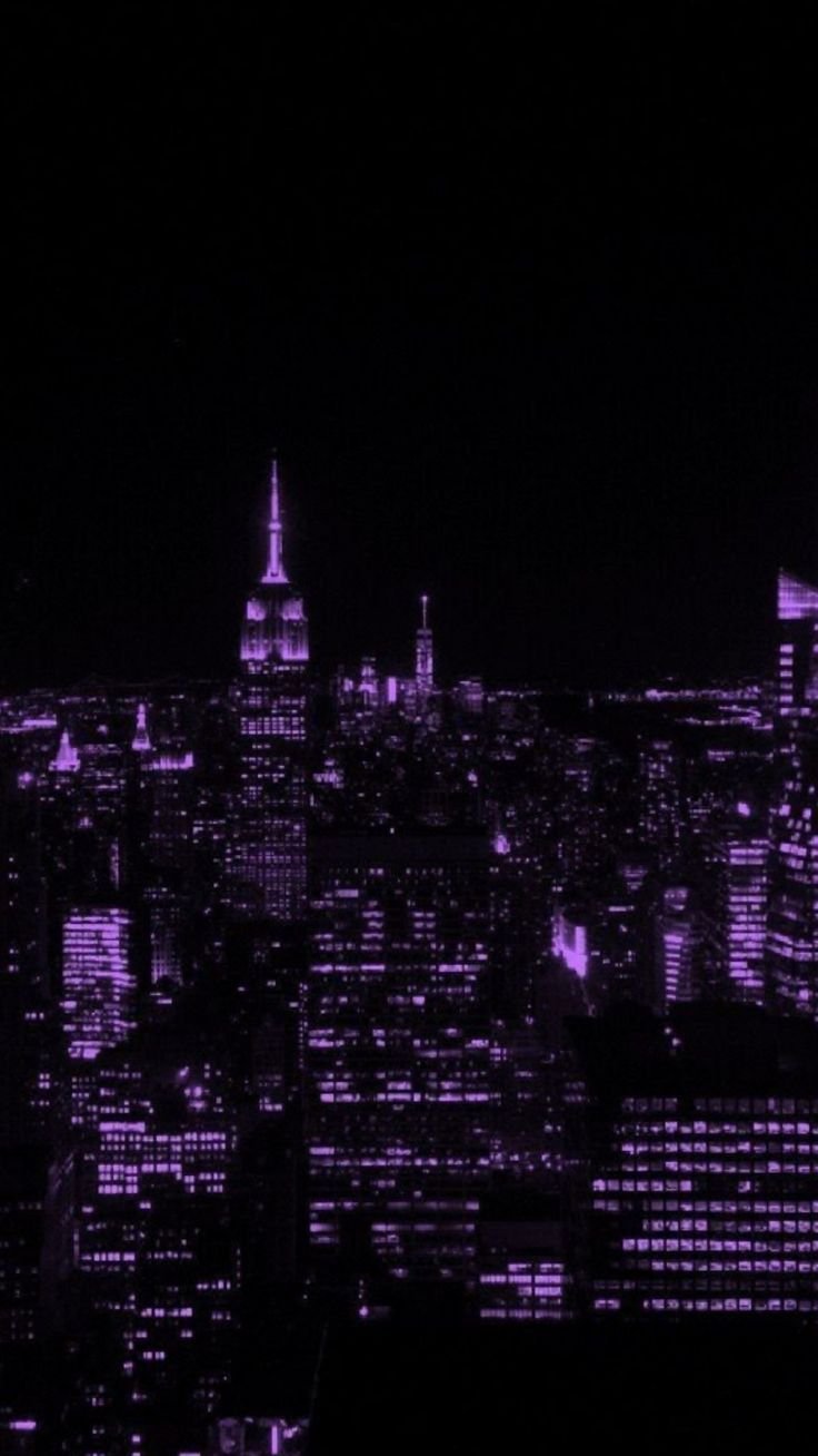 Neon City Purple Skyline Download Wallpapers