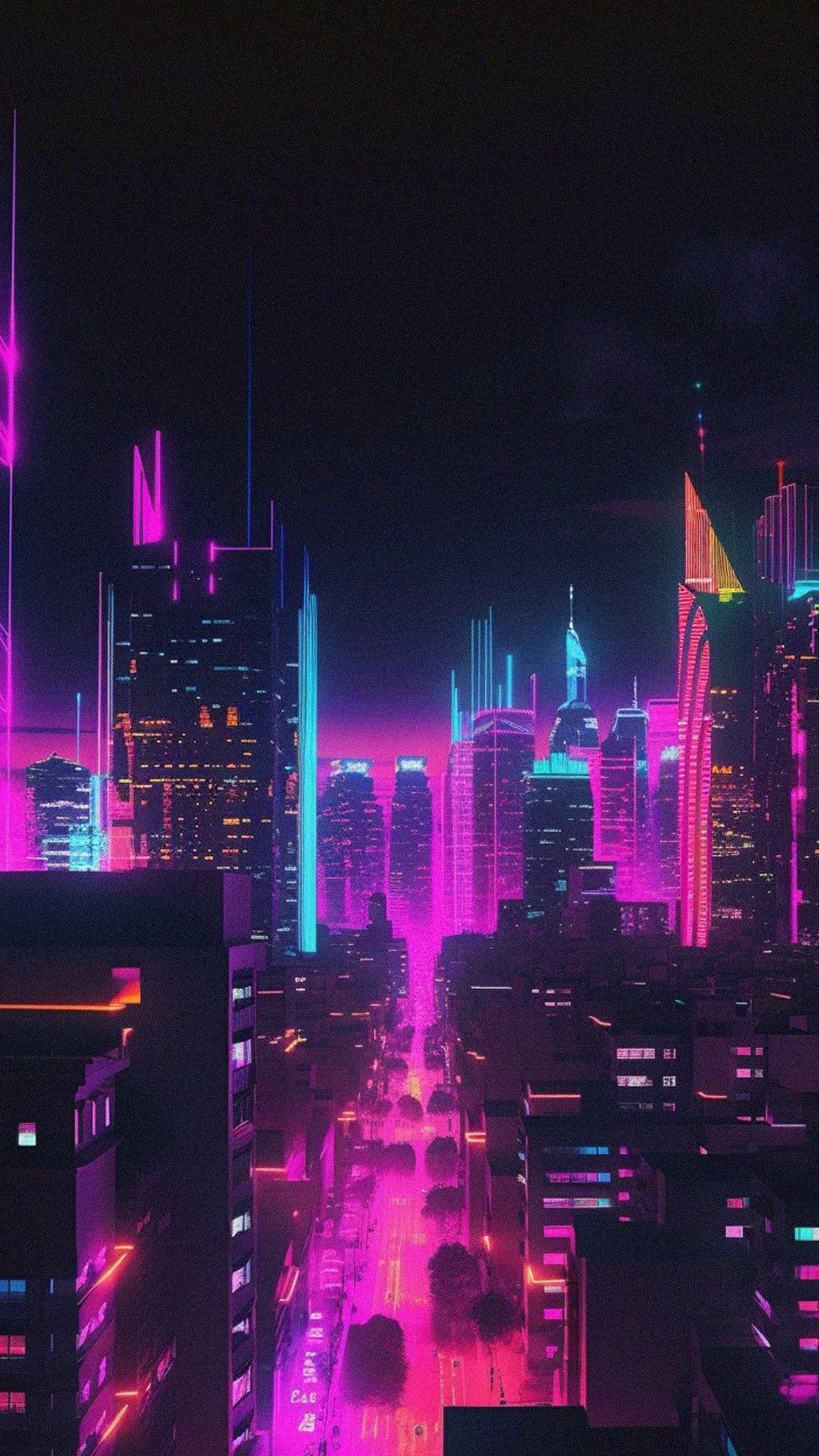 Neon-Lit Cyberpunk Cityscape Download Wallpapers