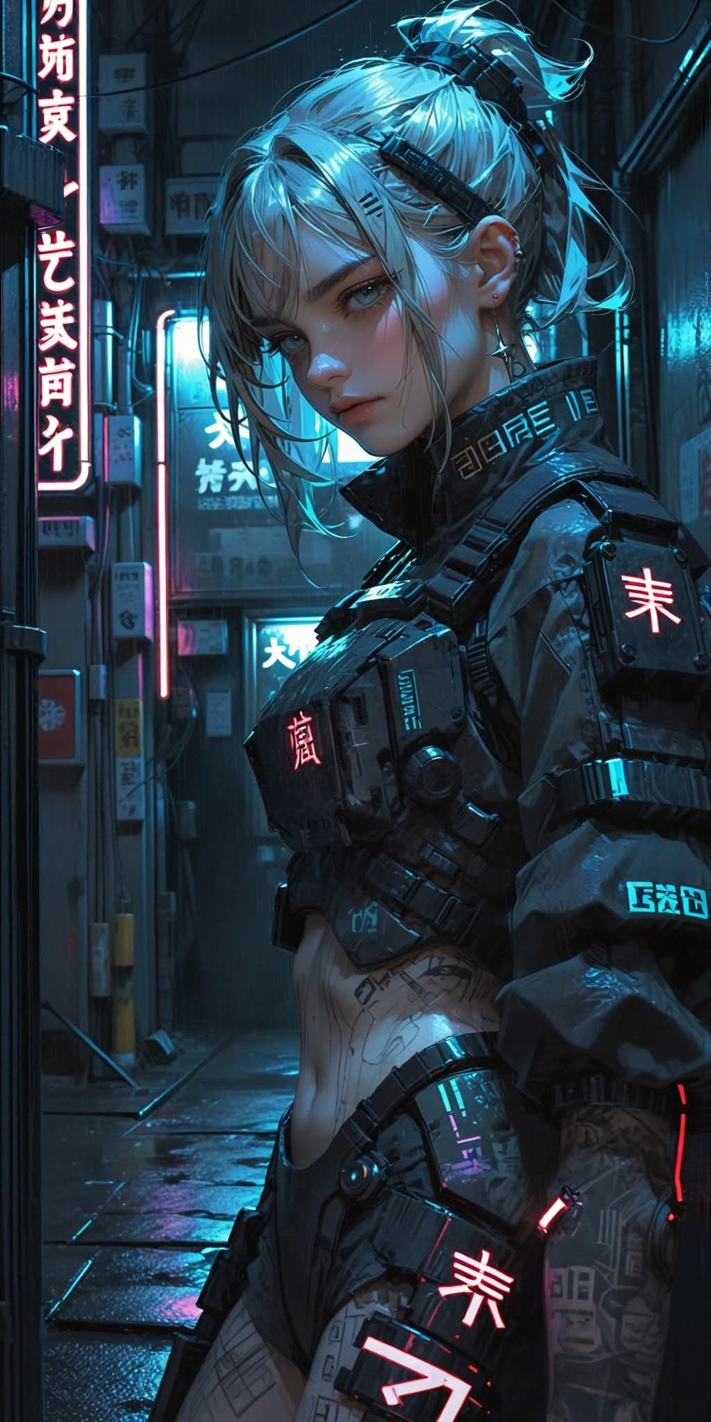 Neon Cyberpunk Girl Portrait Download Wallpapers
