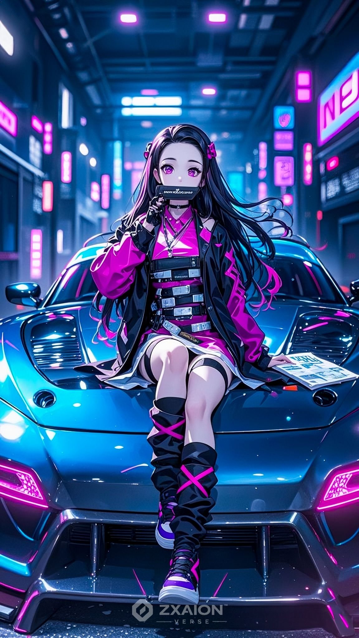 Neon Dreams and Cyber Streets Download Wallpapers
