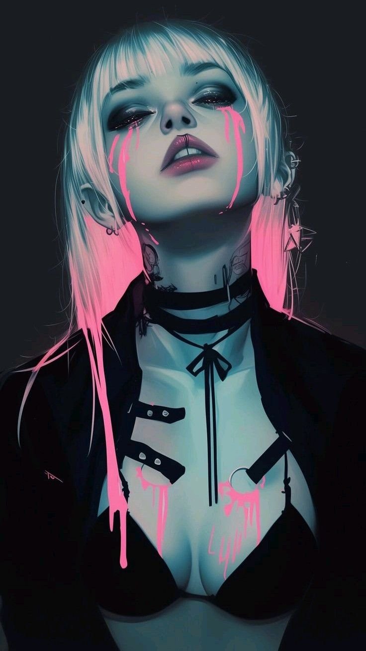 Neon Glow Cyberpunk Portrait Download Wallpapers