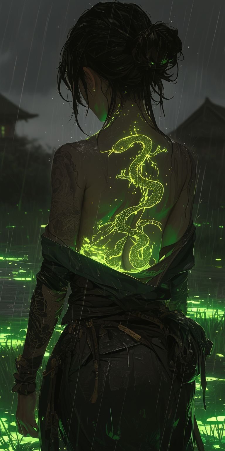 Neon Tattoos in Cyberpunk Rain Download Wallpapers