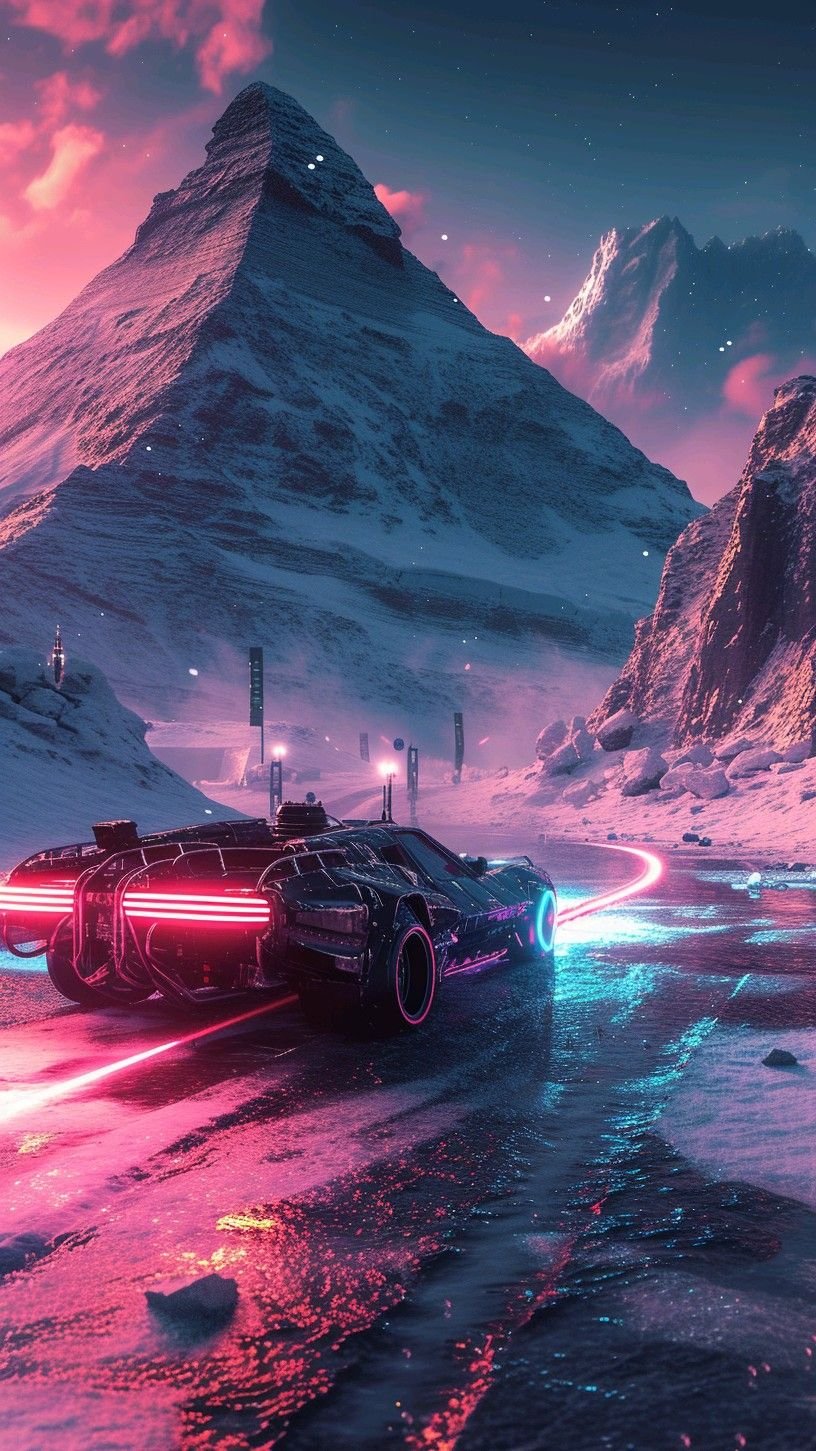 Neon City Cyberpunk Skyline Download Wallpapers