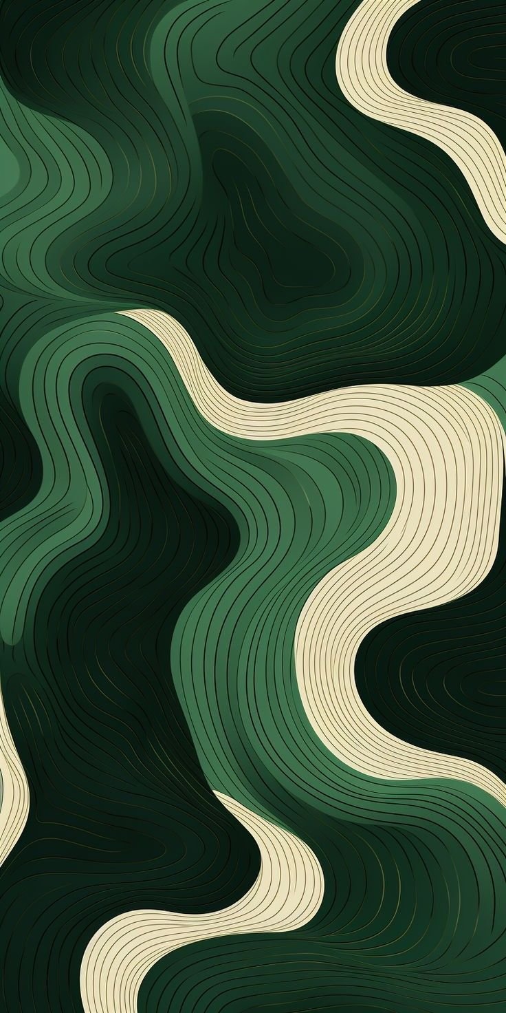 Green Waves Minimalist Design Download Wallpapers