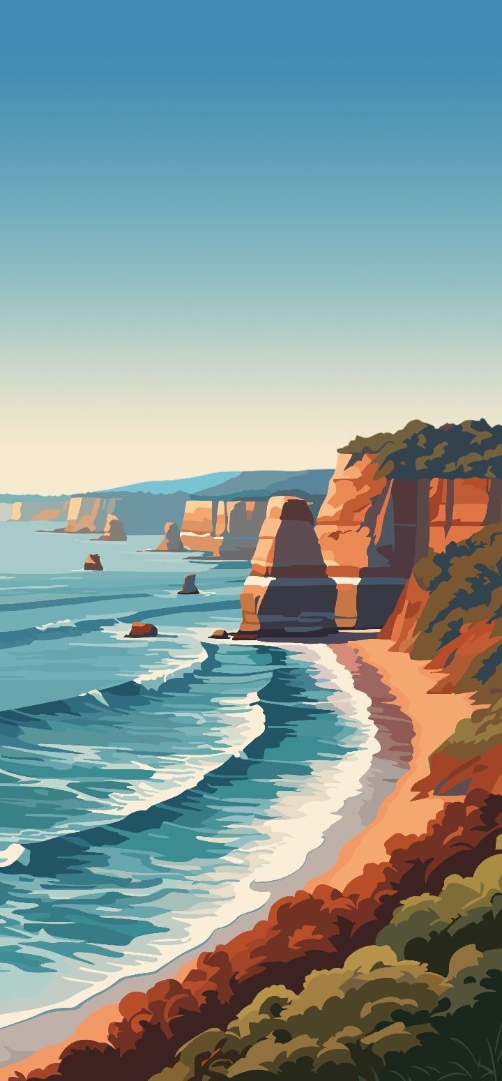 Ocean Cliffs Minimal Design Download Wallpapers