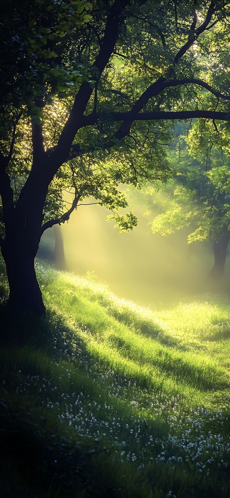 Sunlit Trees Minimal Design Download Wallpapers