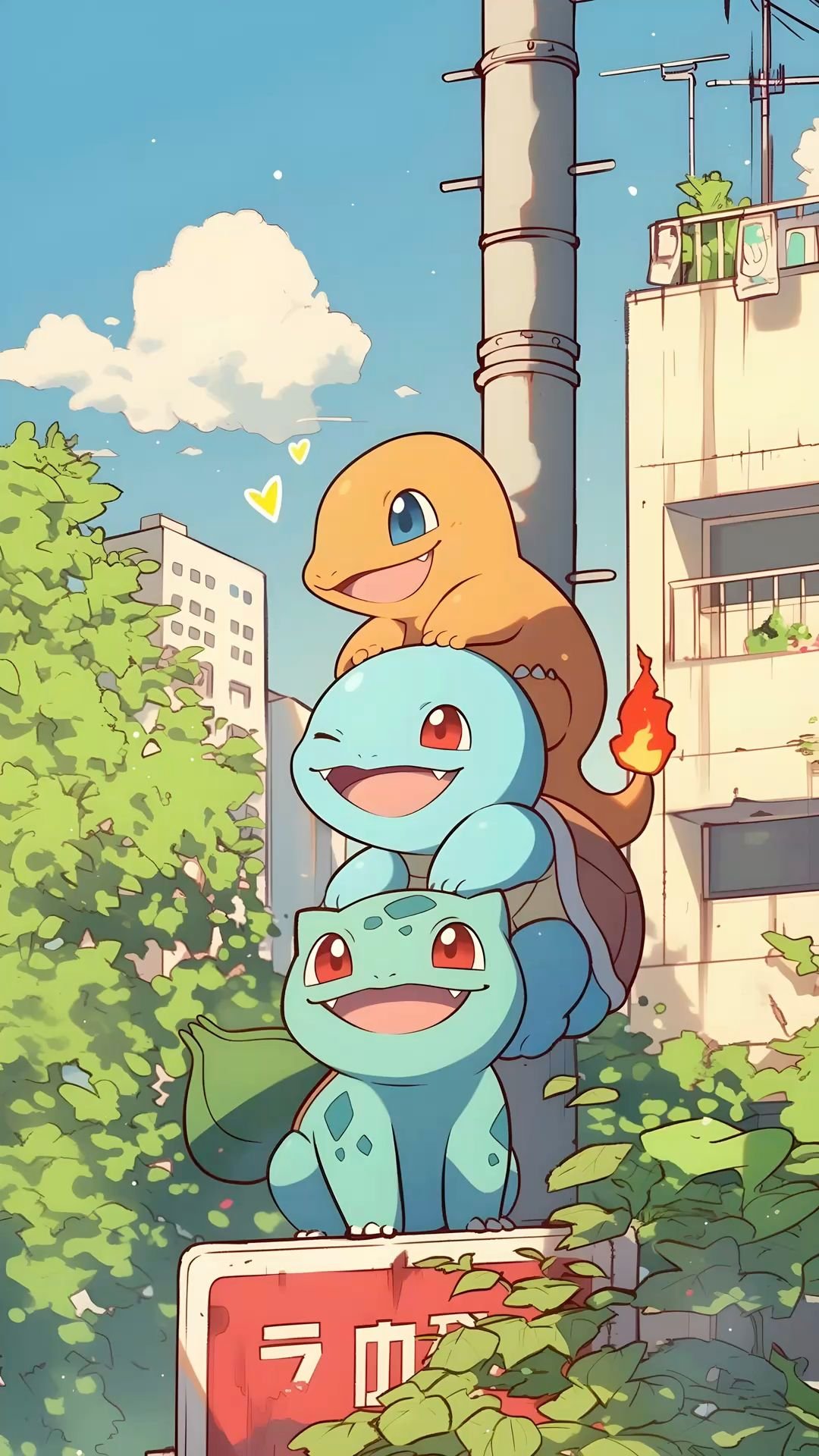 Pokémon Duo in Urban Forest Scene Download Wallpapers