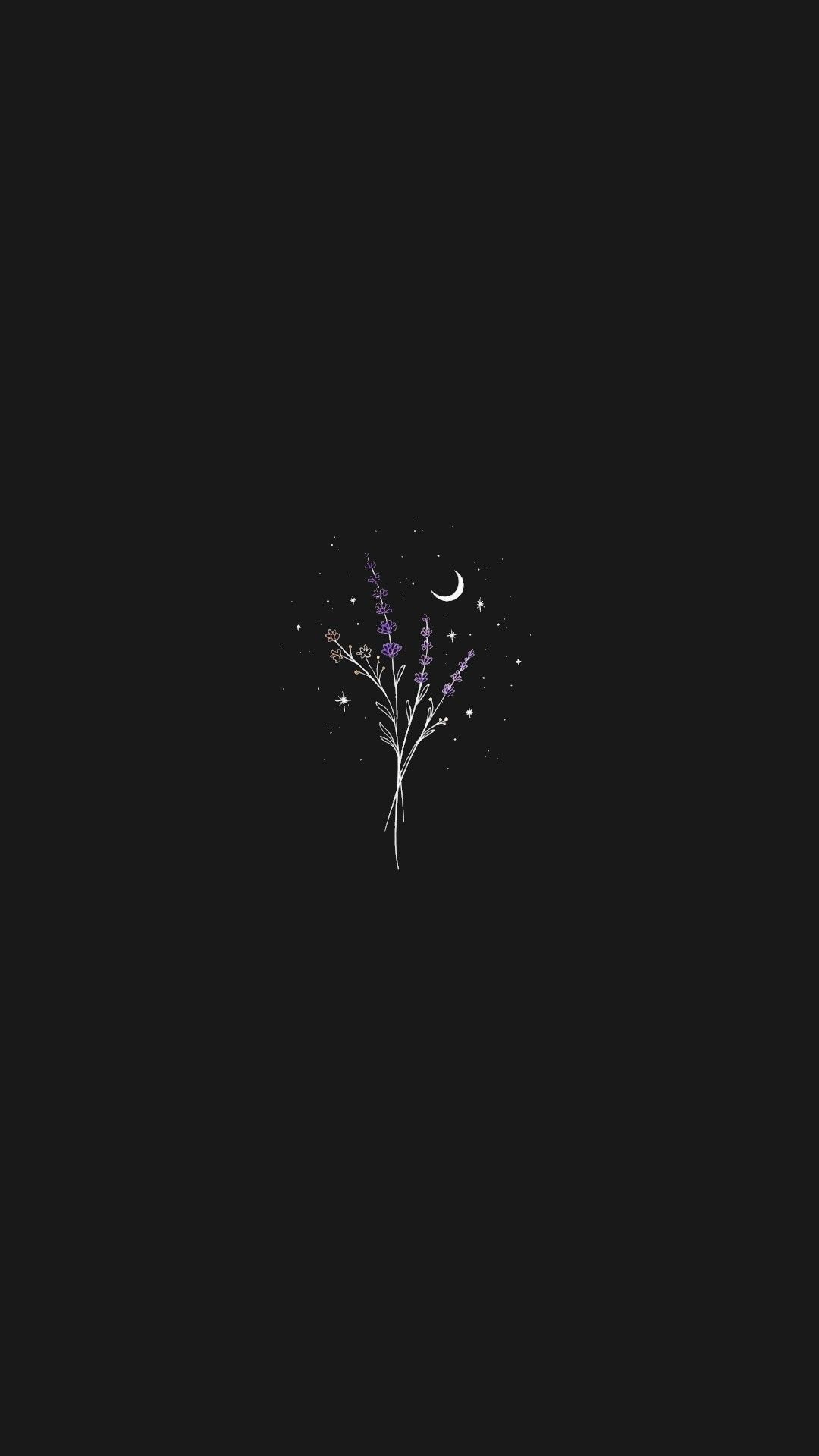 Purple Flower Minimalist Moon Download Wallpapers