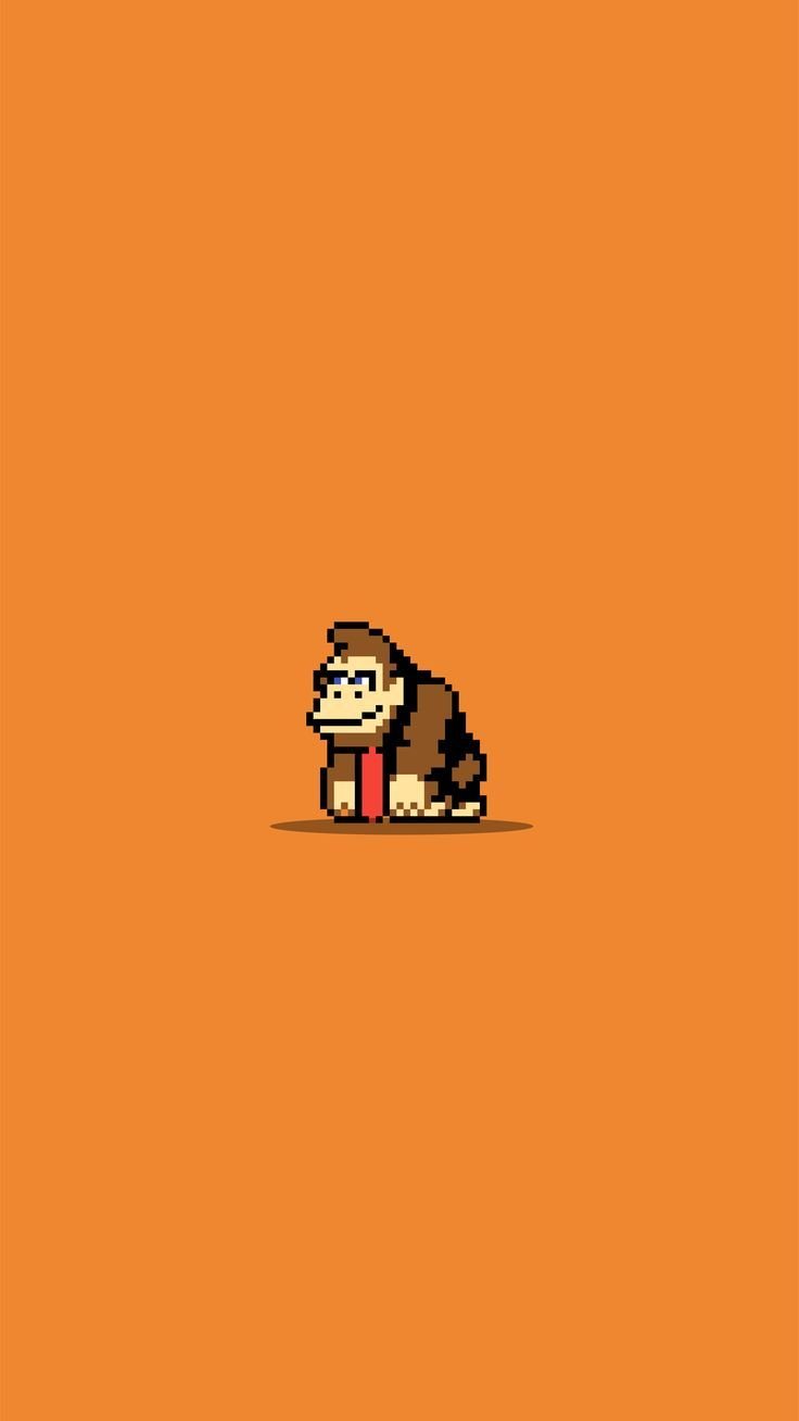 Retro Game Character on Orange Background Download Wallpapers