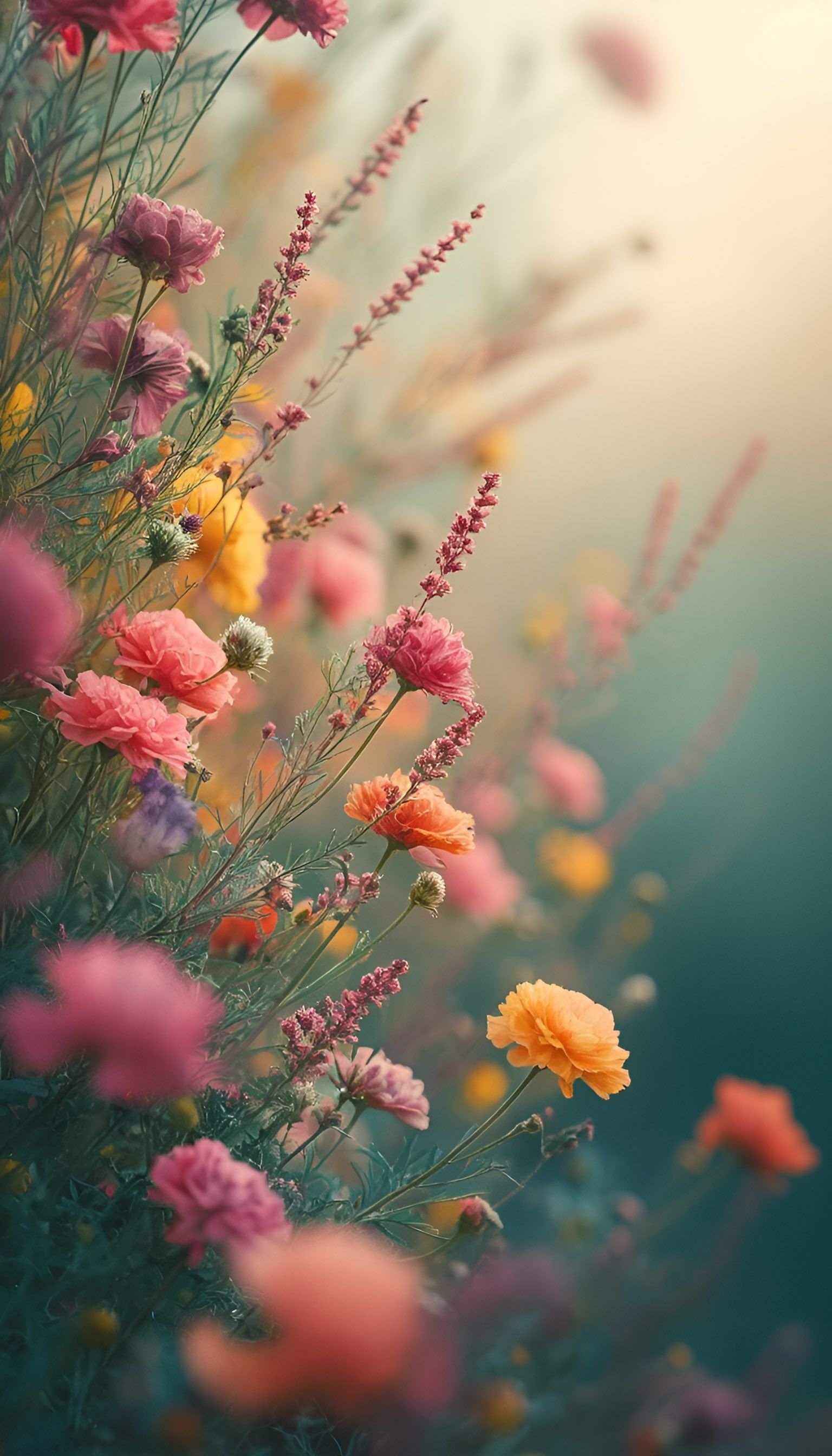 Vibrant Wildflowers in Green Meadow Download Wallpapers