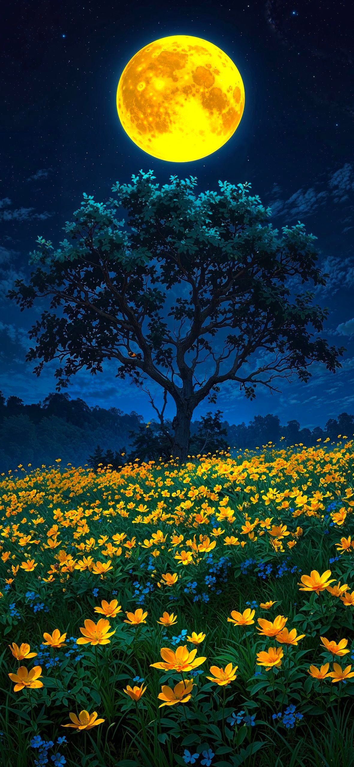 Moonlit Meadow Blooms Download Wallpapers