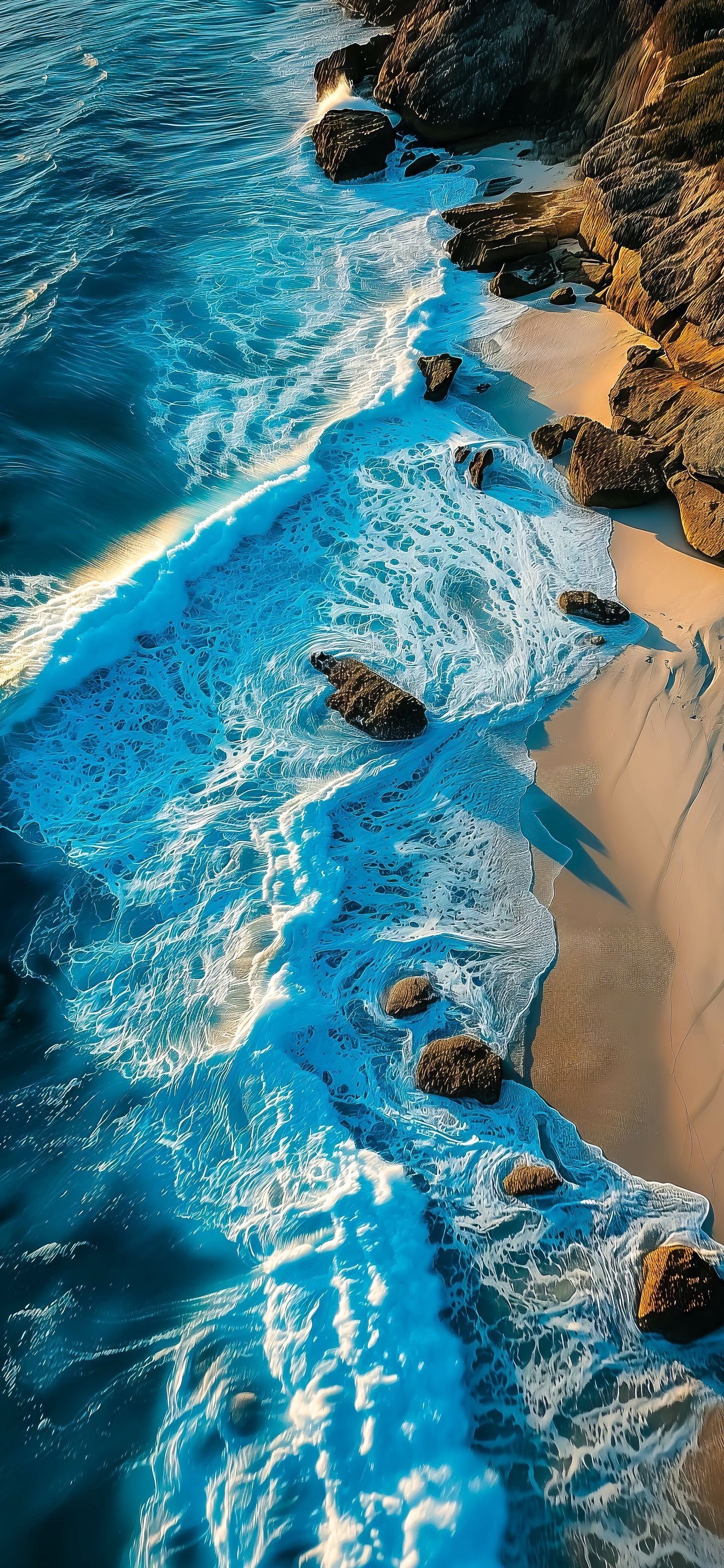 Ocean Waves Crashing on Rocks Download Wallpapers