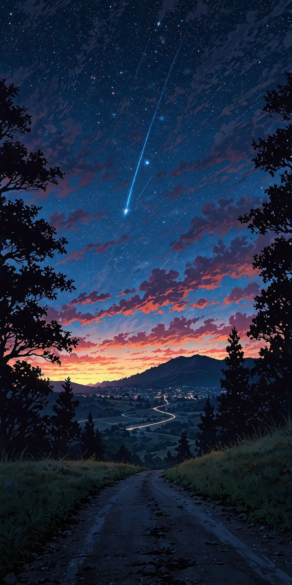 Starry Sky Over Dirt Road Download Wallpapers
