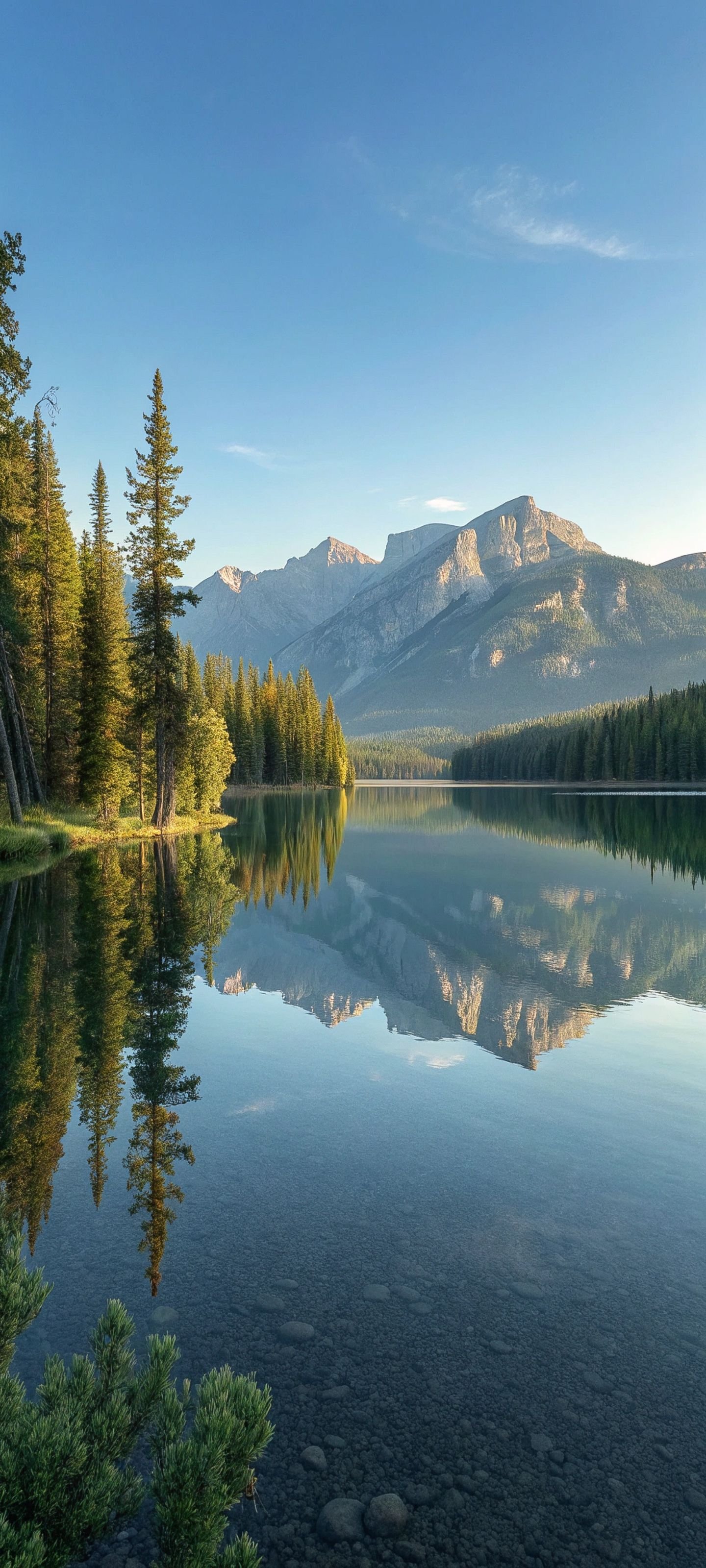 Serene Lake Amidst Mountain Peaks Download Wallpapers
