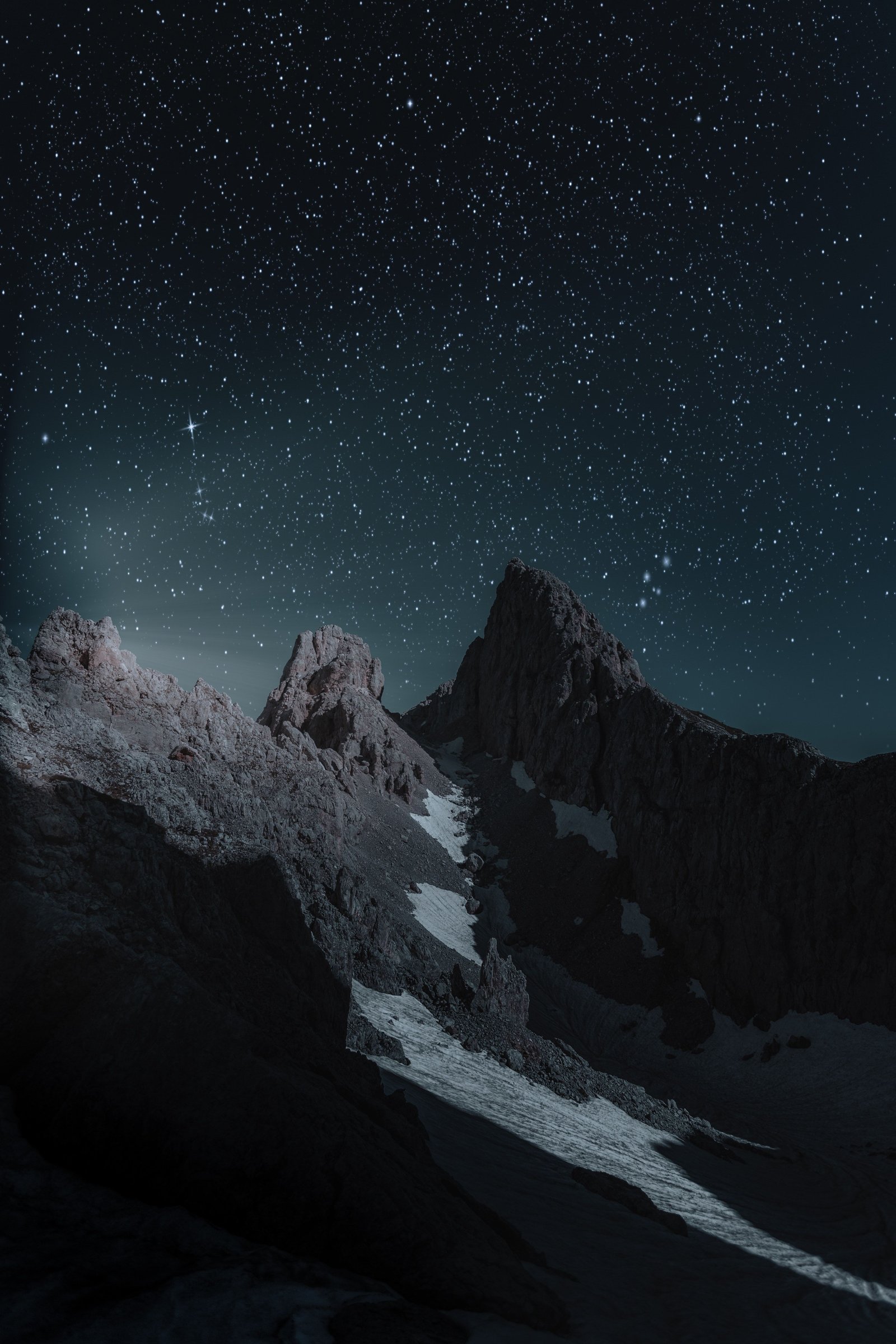 Night Sky Over Mountain Peaks Download Wallpapers