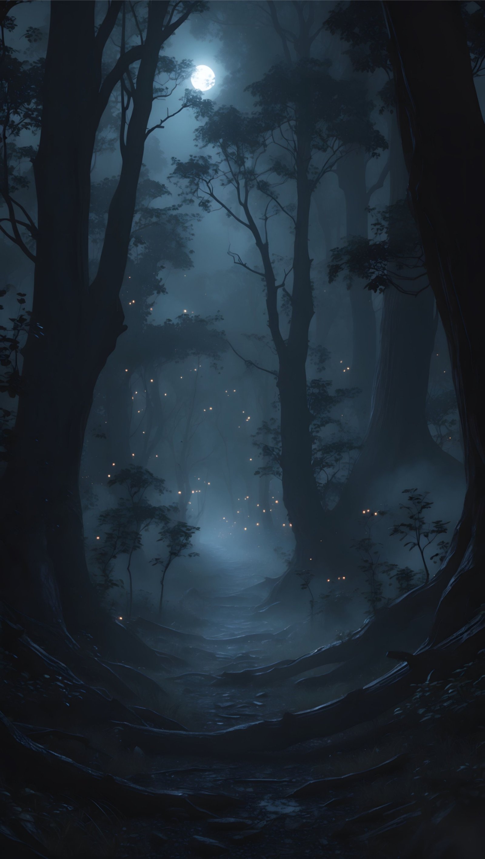 Eerie Dark Forest Landscape Download Wallpapers