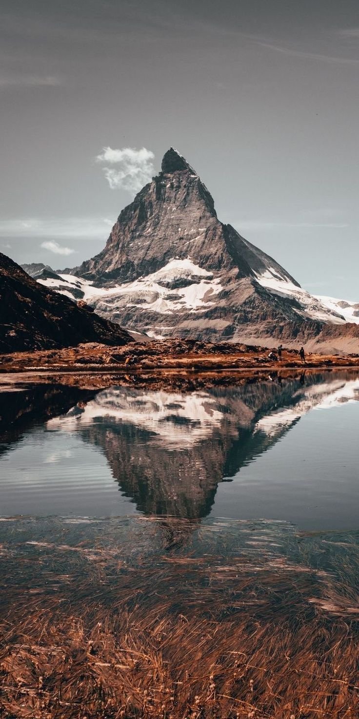Mountain Reflection on Snowy Lake Download Wallpapers