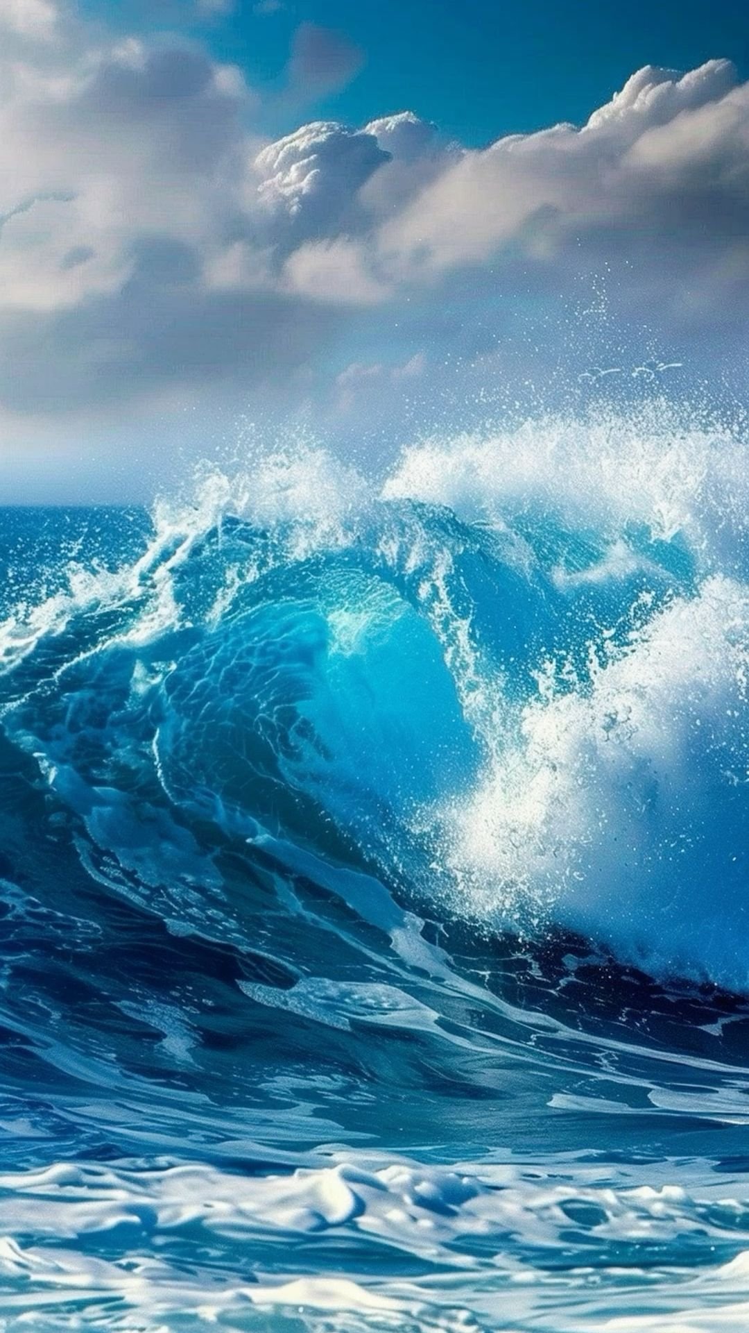 Ocean Wave Under Sunny Skies Download Wallpapers
