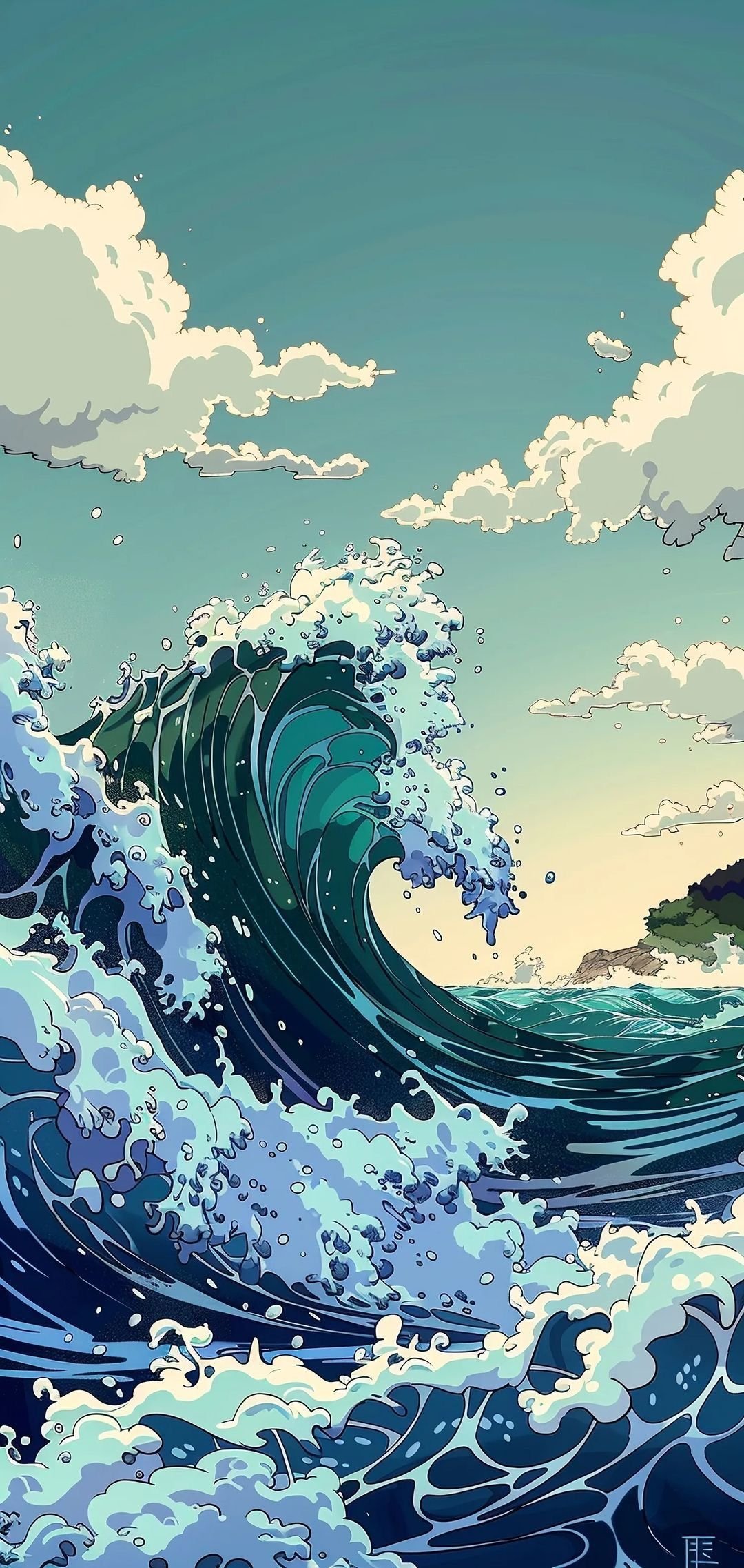 Ocean Wave Under Moody Skies Download Wallpapers