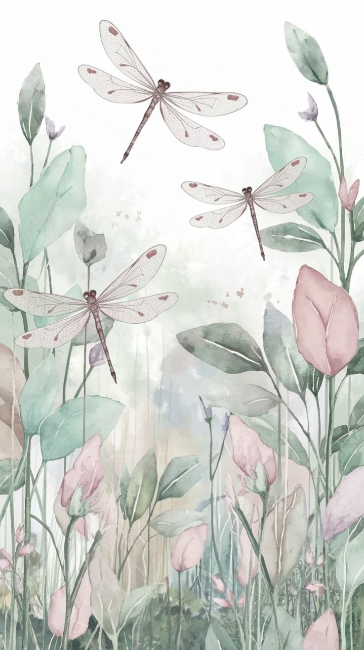 Pink Flowers and Dragonflies Serenity Download Wallpapers