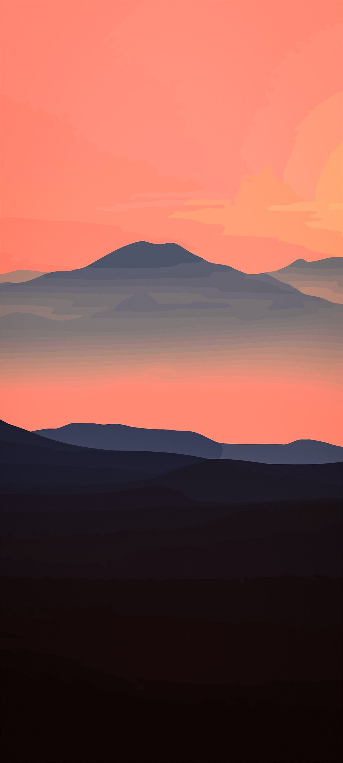 Vibrant Sunset Over Mountains Download Wallpapers