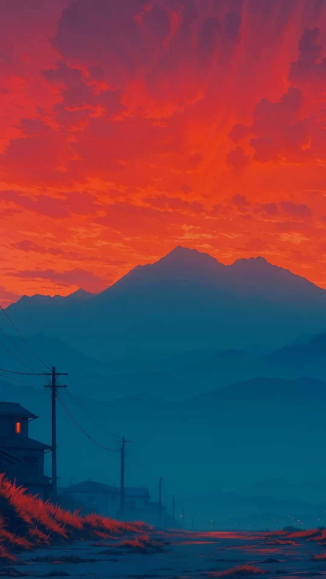 Sunset Mountain Landscape Horizon Download Wallpapers